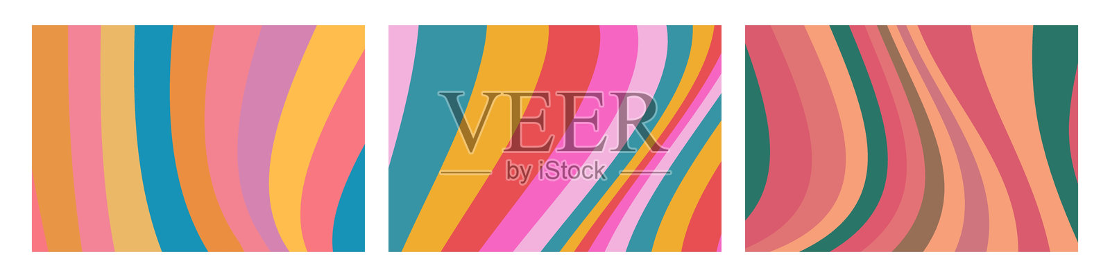 复古波浪线背景插画图片素材