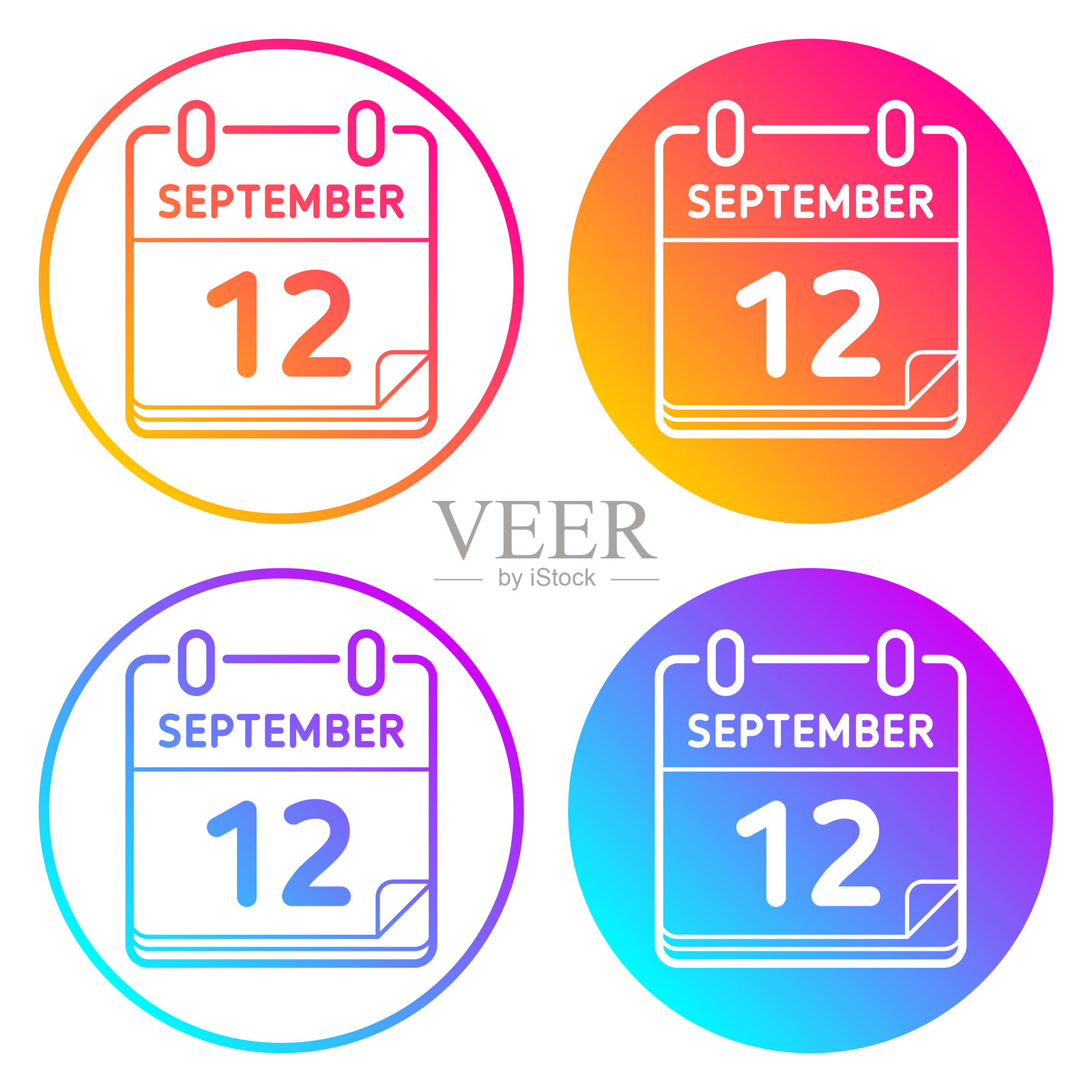 圆形图标与颜色渐变插画图片素材