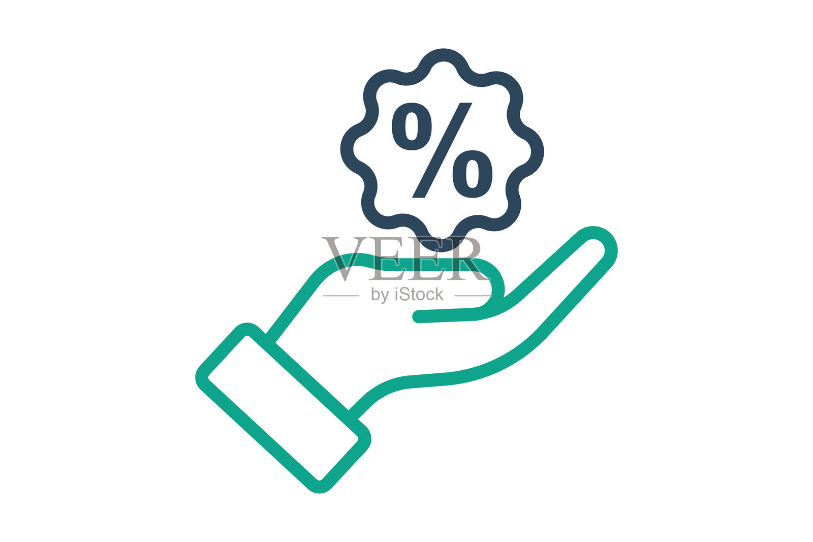 提供图标。线条图标风格。带有百分比的手。与采购相关的图标。采购管理元素矢量插图。插画图片素材