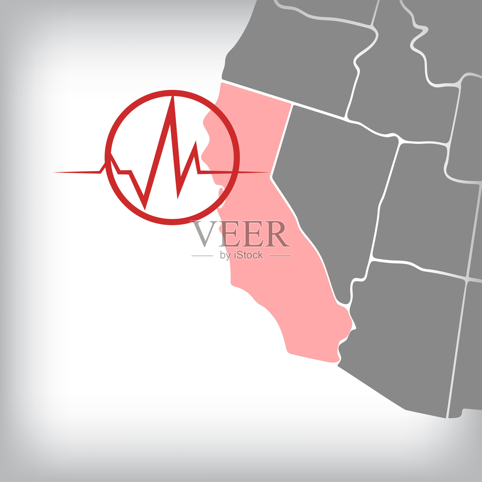 美国加利福尼亚州地震和海啸警报。插画图片素材