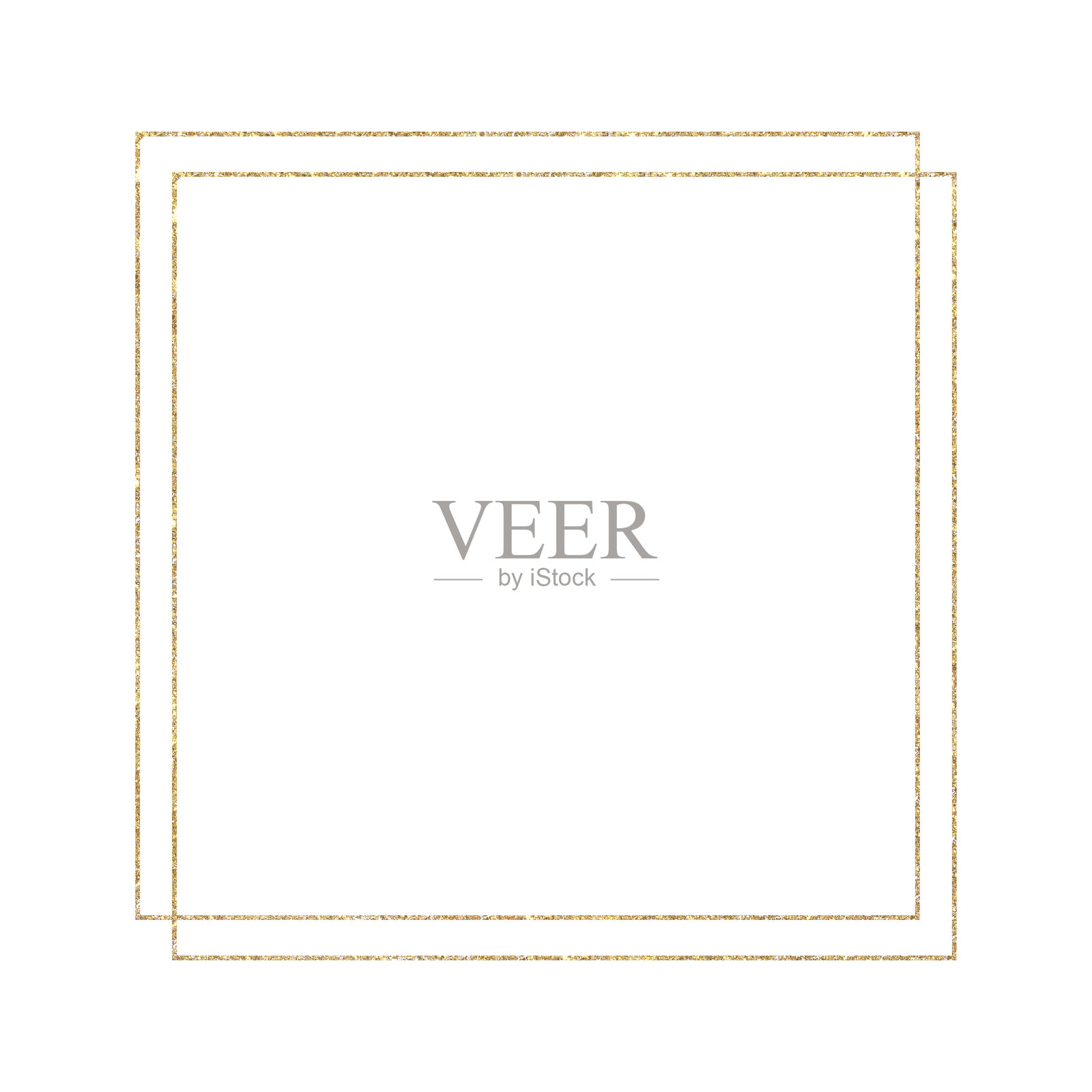 抽象奢华的双金色方框，背景为纯色。线条风格的设计元素，可用于图标或标志。极简几何边框，适用于贺卡模板或婚礼邀请函。插画图片素材