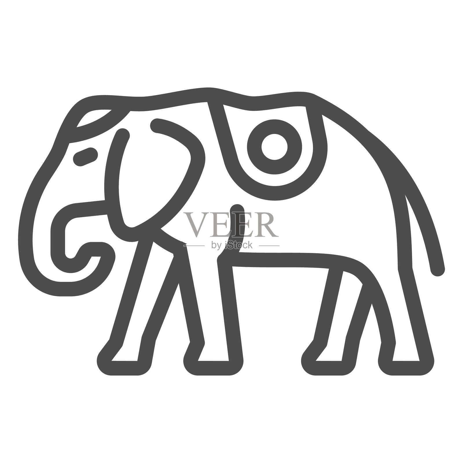 泰国大象线条图标，动物与野生动物概念。矢量图形。带鞍布标志的大象，白色背景上的轮廓风格图标，适用于移动或网页设计。插画图片素材