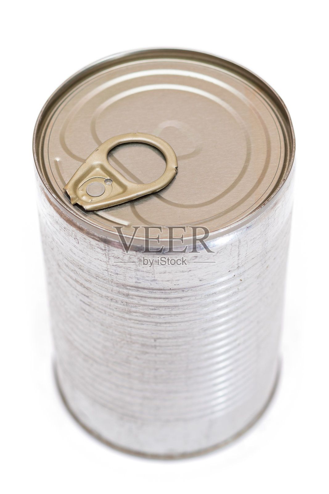 圆形未开封的铁罐，孤立在白色背景上照片摄影图片