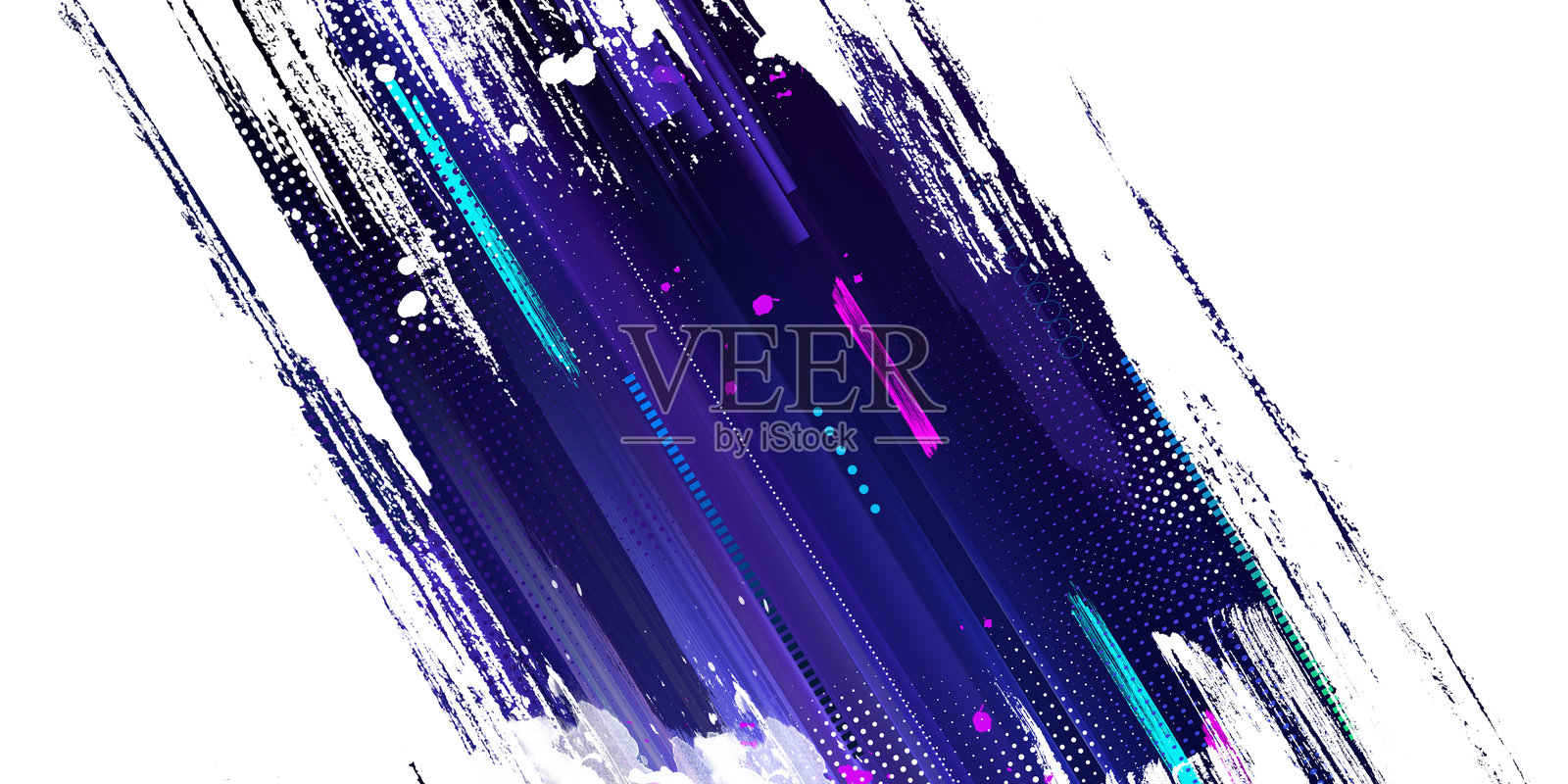 抽象多彩的刷子背景，带有半色调效果。刷笔画插图适用于横幅、海报或运动背景。设计中的划痕和纹理元素。照片摄影图片