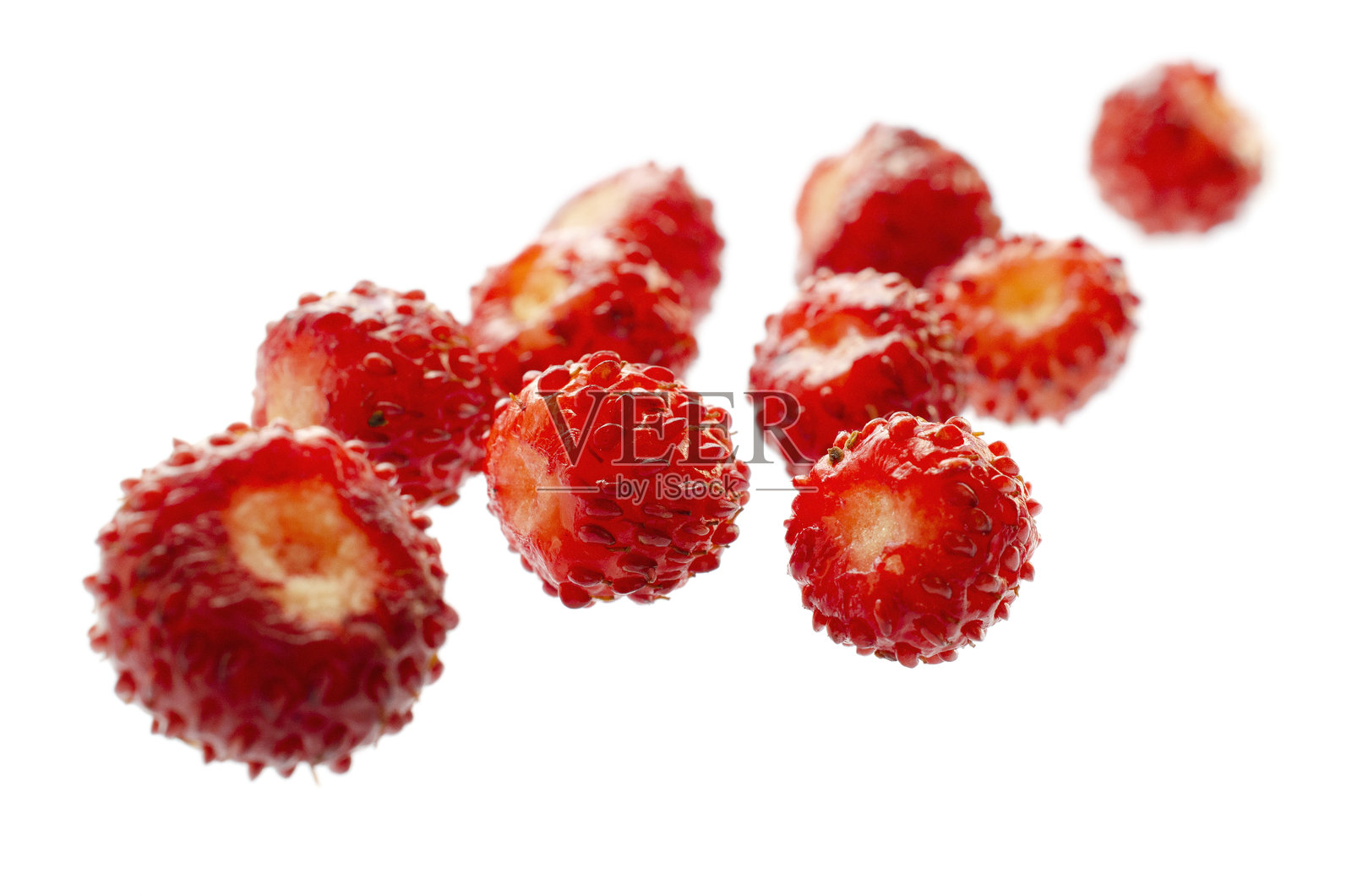 野生草莓在白色背景上，特写。草莓在白色背景上。野生草莓的浆果在白色背景上。照片摄影图片