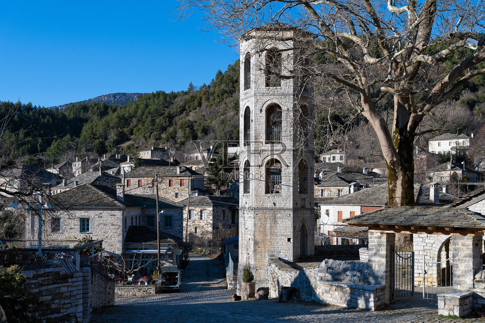 希腊的传统村庄照片摄影图片