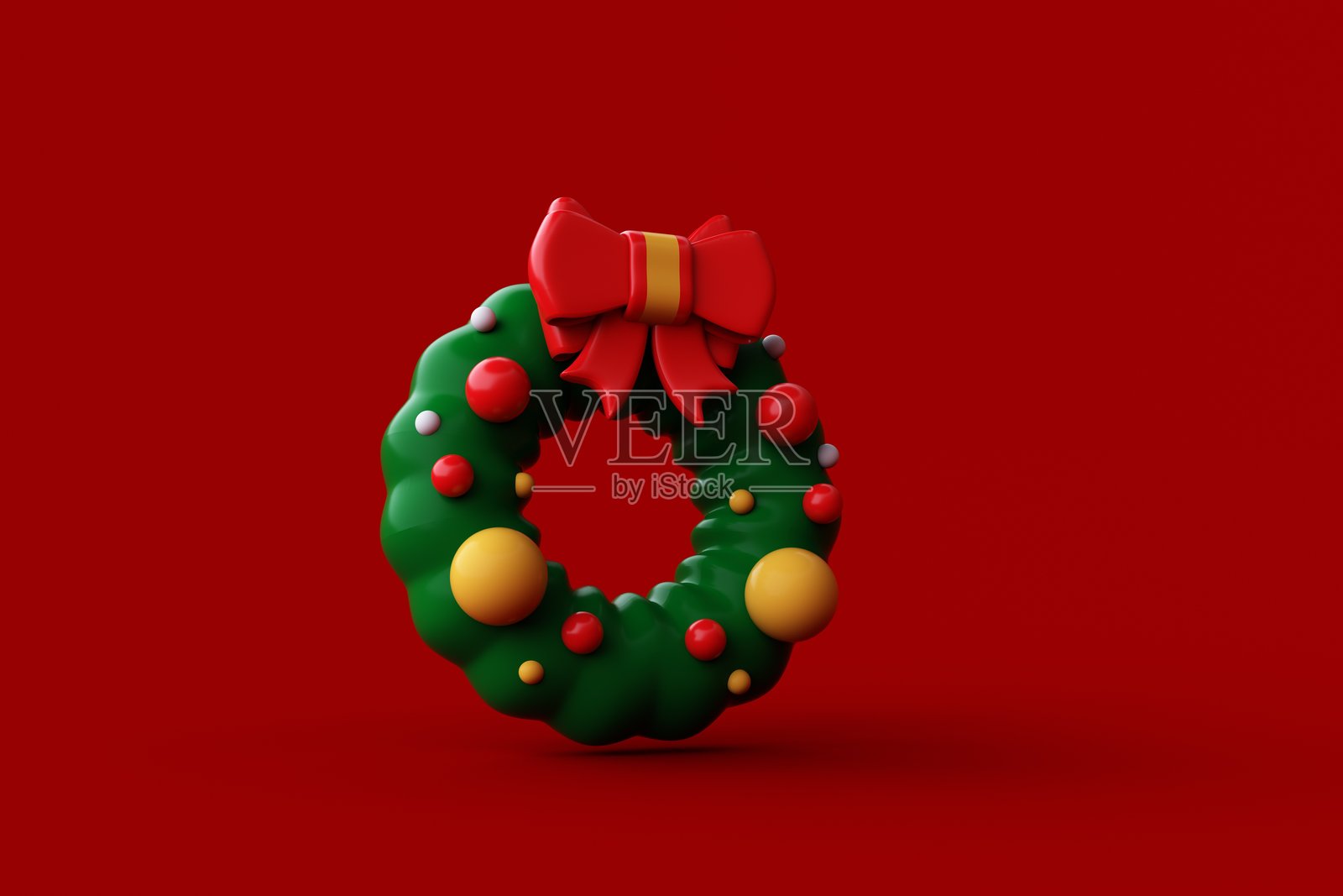 3D渲染的圣诞花环，圣诞快乐和新年快乐的概念。照片摄影图片