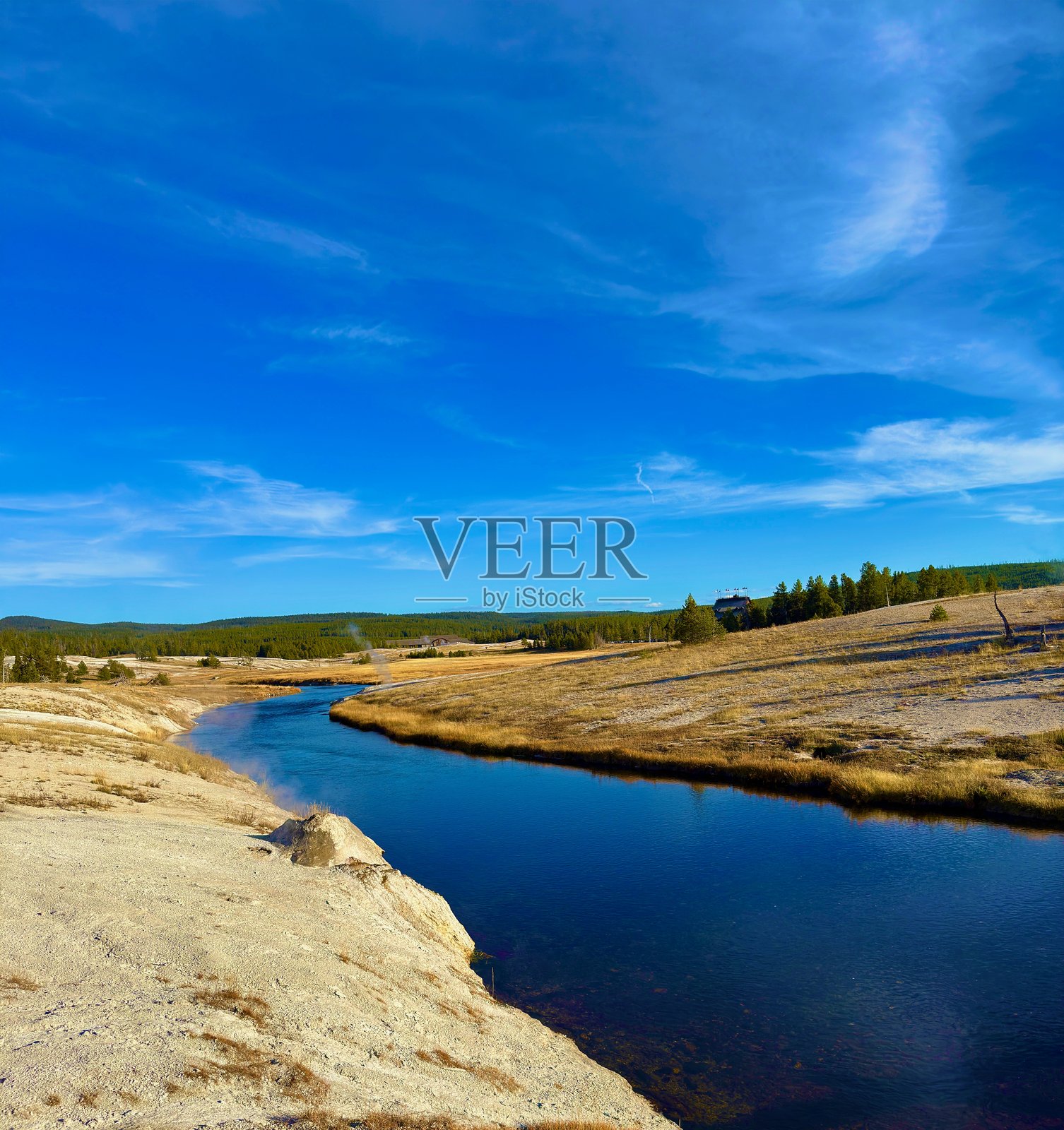 黄石国家公园的上间歇泉盆地照片摄影图片