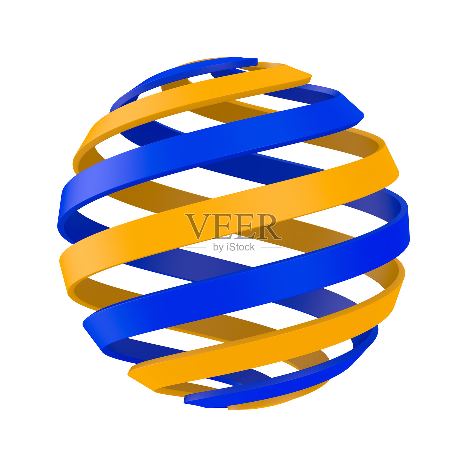 白色背景上的螺旋标志球。孤立的3D插图照片摄影图片