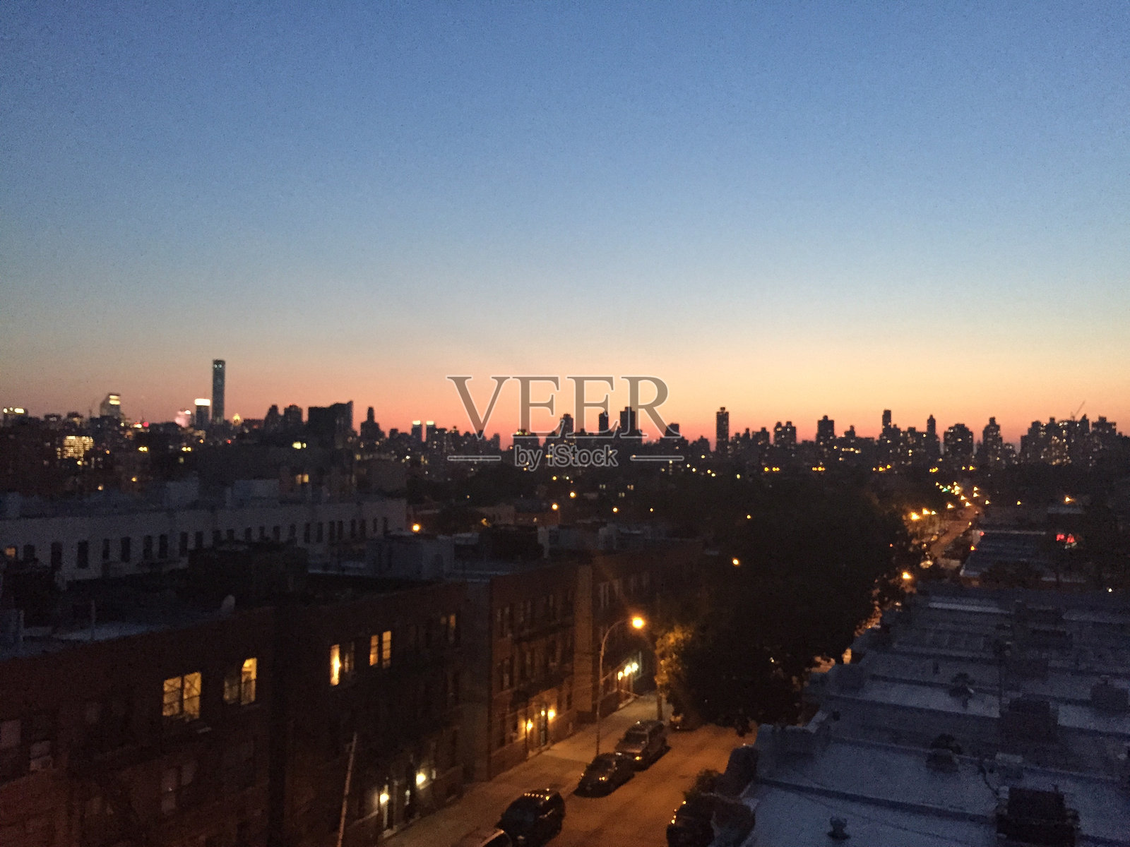 布鲁克林日落时分的曼哈顿天际线景观照片摄影图片