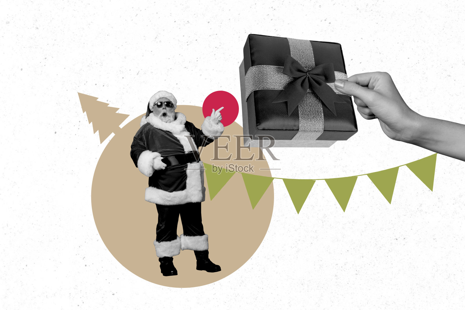 快乐女孩坐在巧克力饼干堆上，享受甜点营养小吃的创意艺术海报照片拼贴，背景为彩绘。照片摄影图片