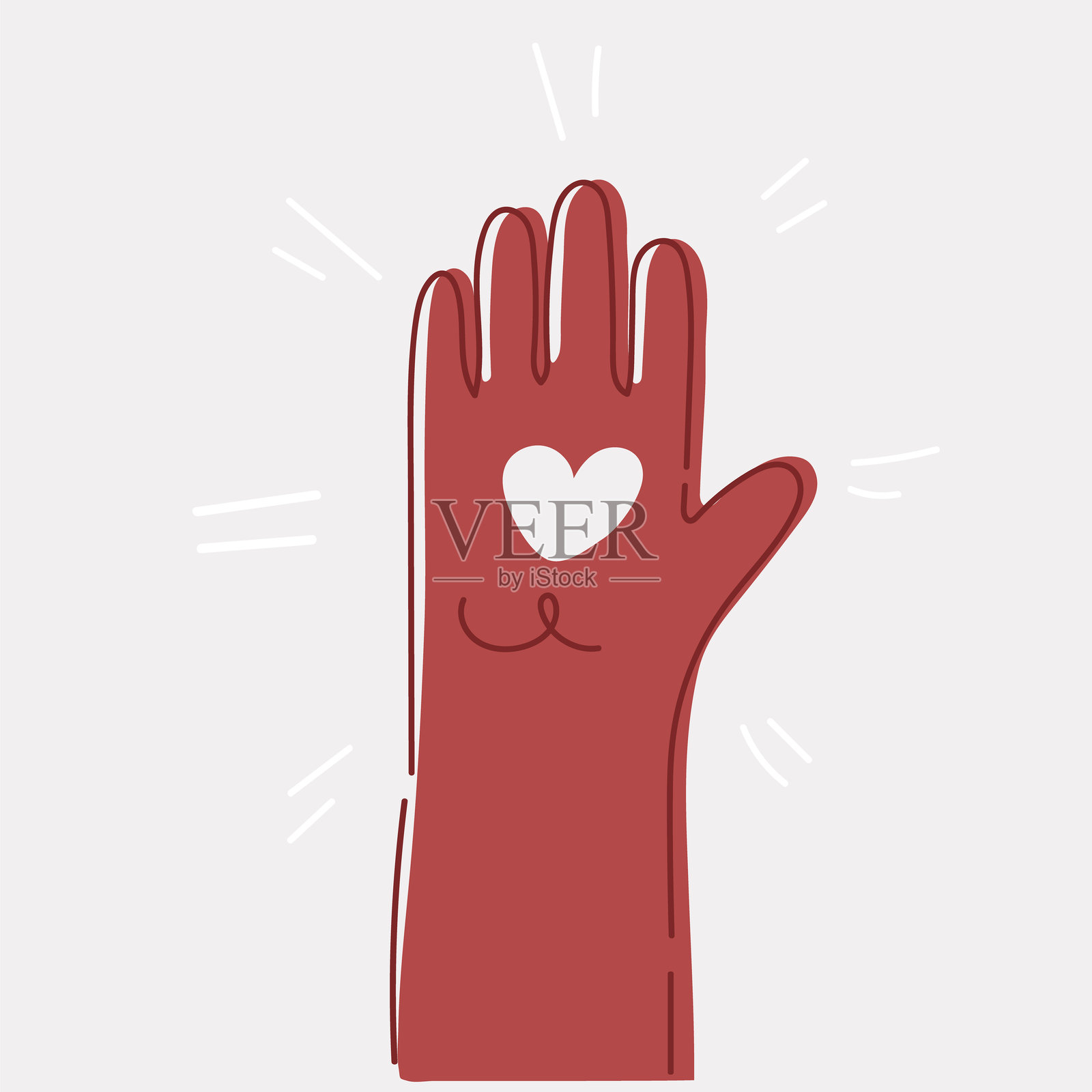 绿色手掌上有心形标志的矢量插图，情人节爱的概念。插画图片素材