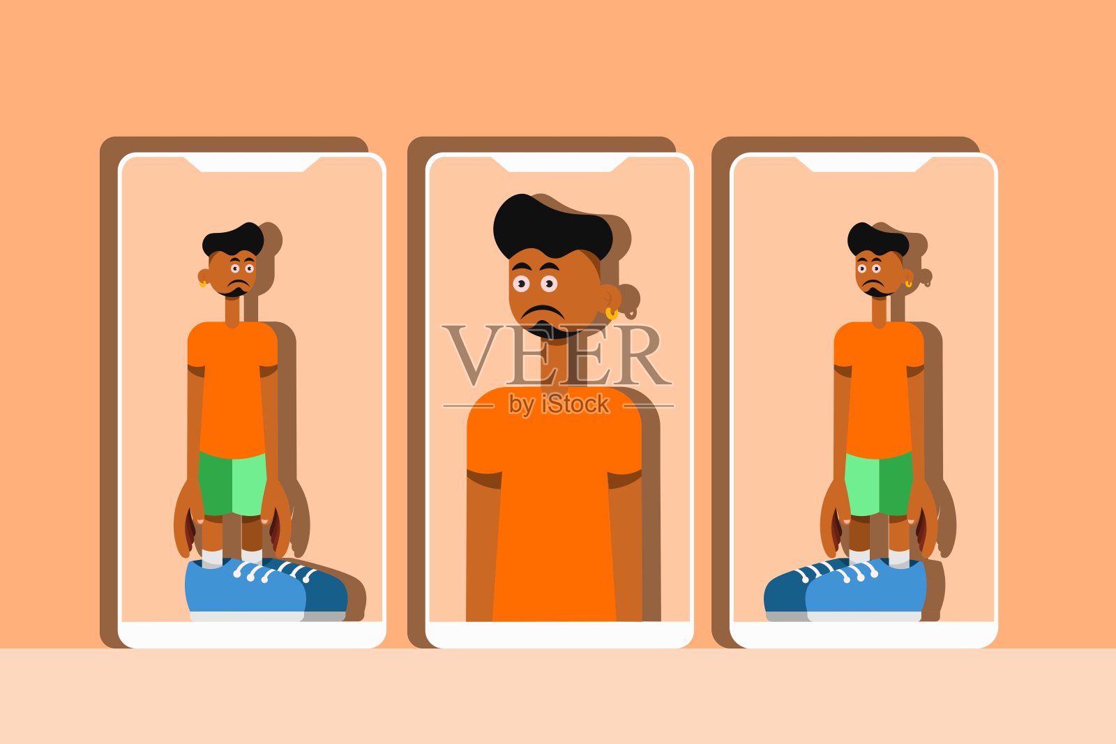 智能设备和在线购物服装的应用程序插画图片素材