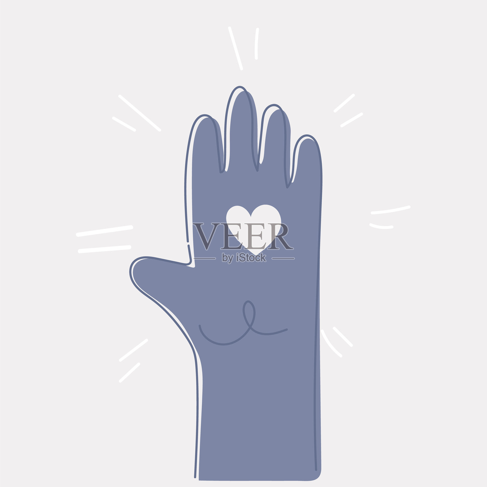 蓝色手掌上的心形标志矢量插图插画图片素材