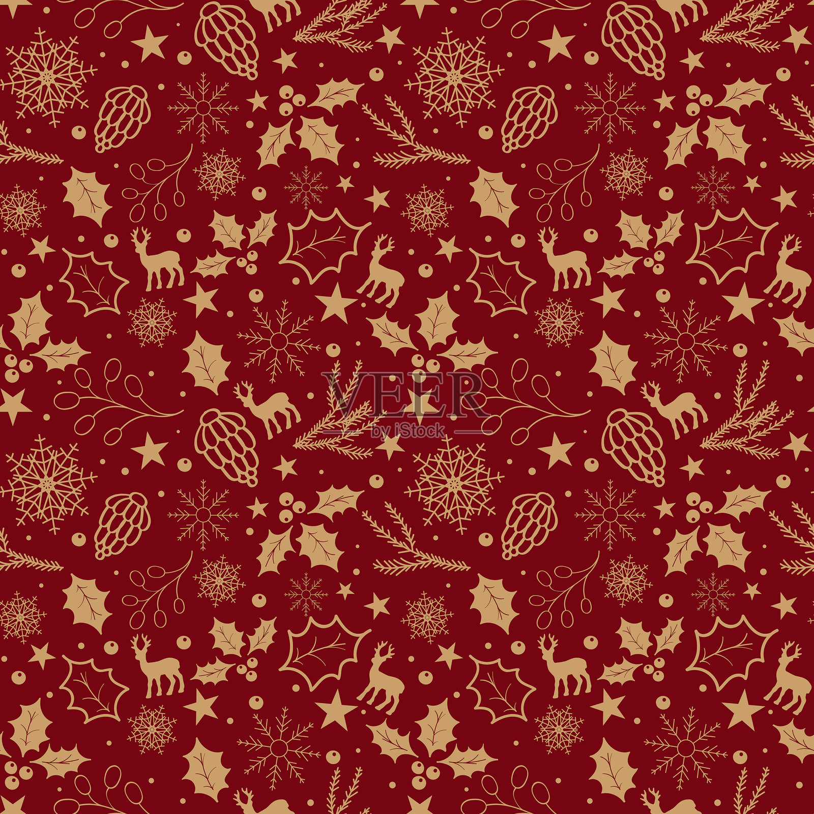 圣诞节背景，无缝图案插画图片素材