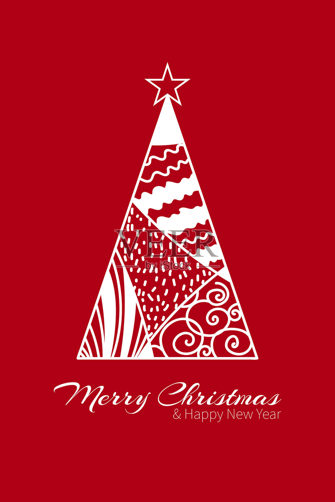 带有圣诞树的节日贺卡插画图片素材