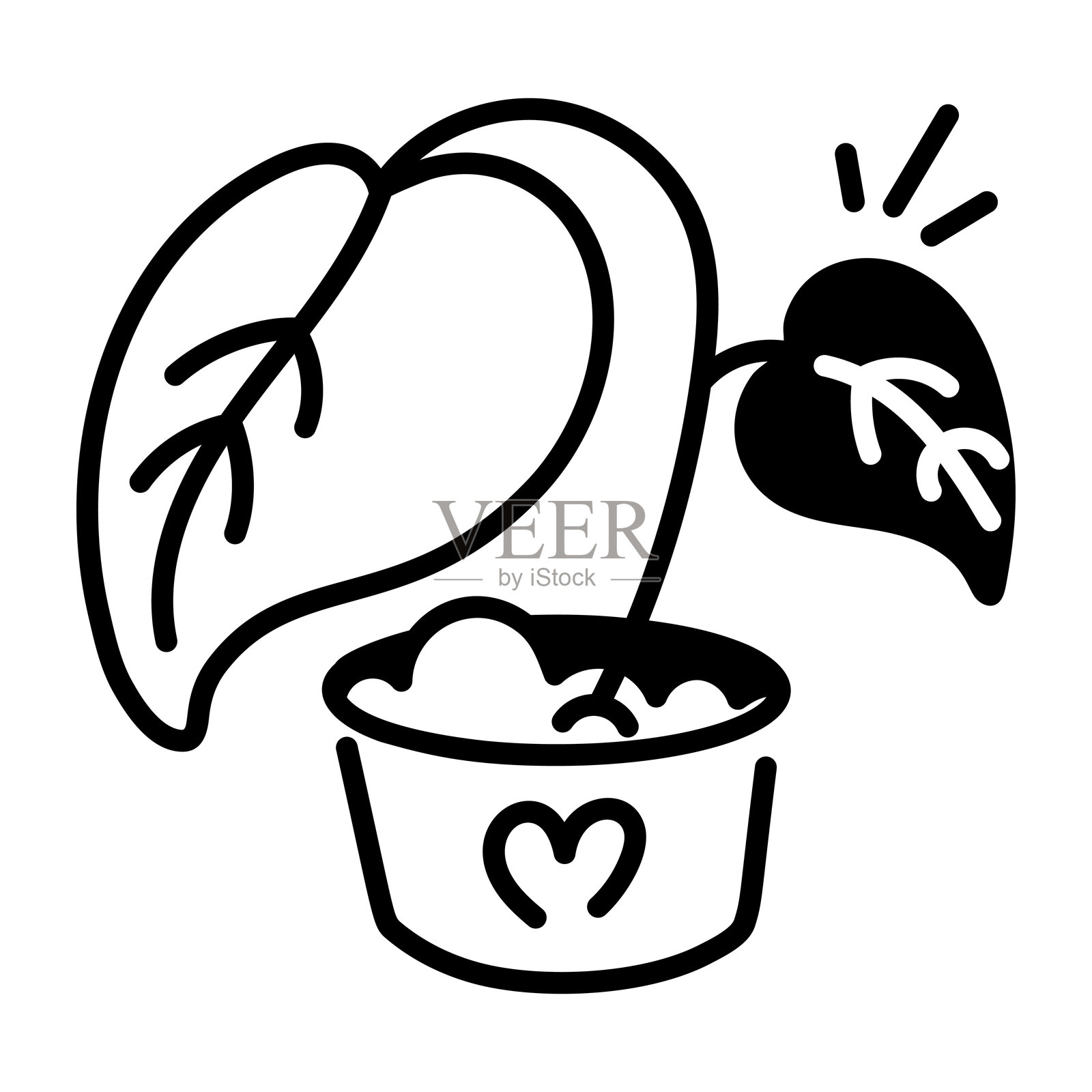 手绘风格的盆栽热带植物图标插画图片素材