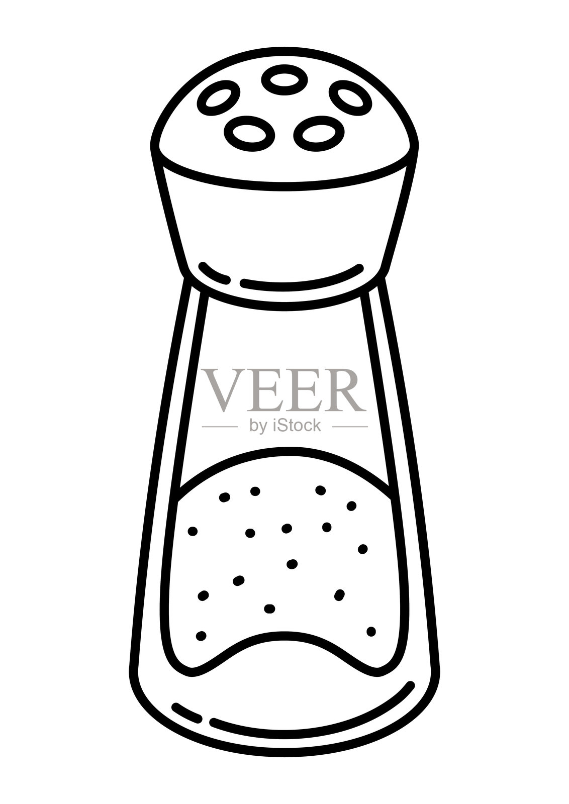 盐 shaker 插图。为烹饪食谱和菜单设计的风格化厨房物品。插画图片素材