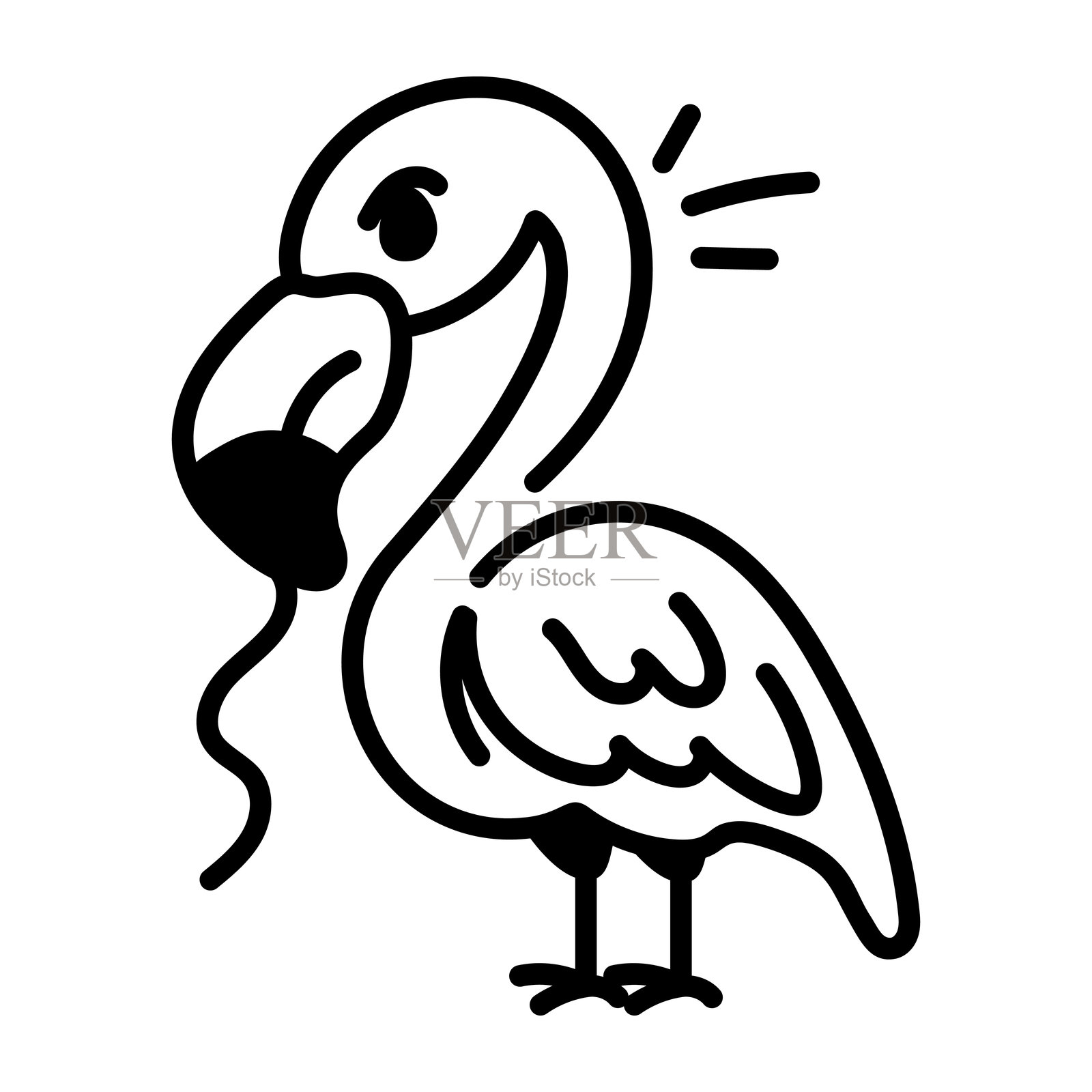 手绘风格的火烈鸟图标插画图片素材