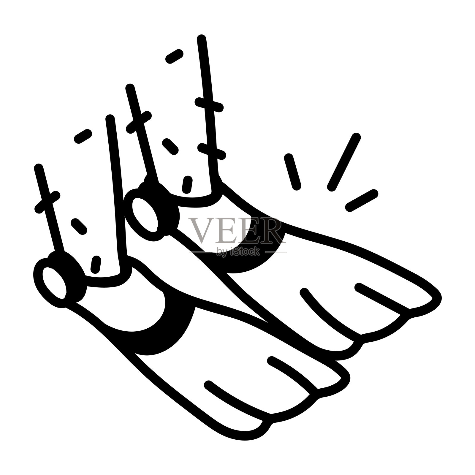 手绘风格的潜水鳍图标插画图片素材