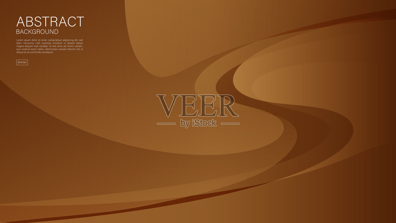 棕色抽象背景，波浪图形，几何矢量，简约纹理，网页背景，棕色封面设计，传单模板，横幅，墙面装饰，壁纸，棕色背景矢量插画图片素材