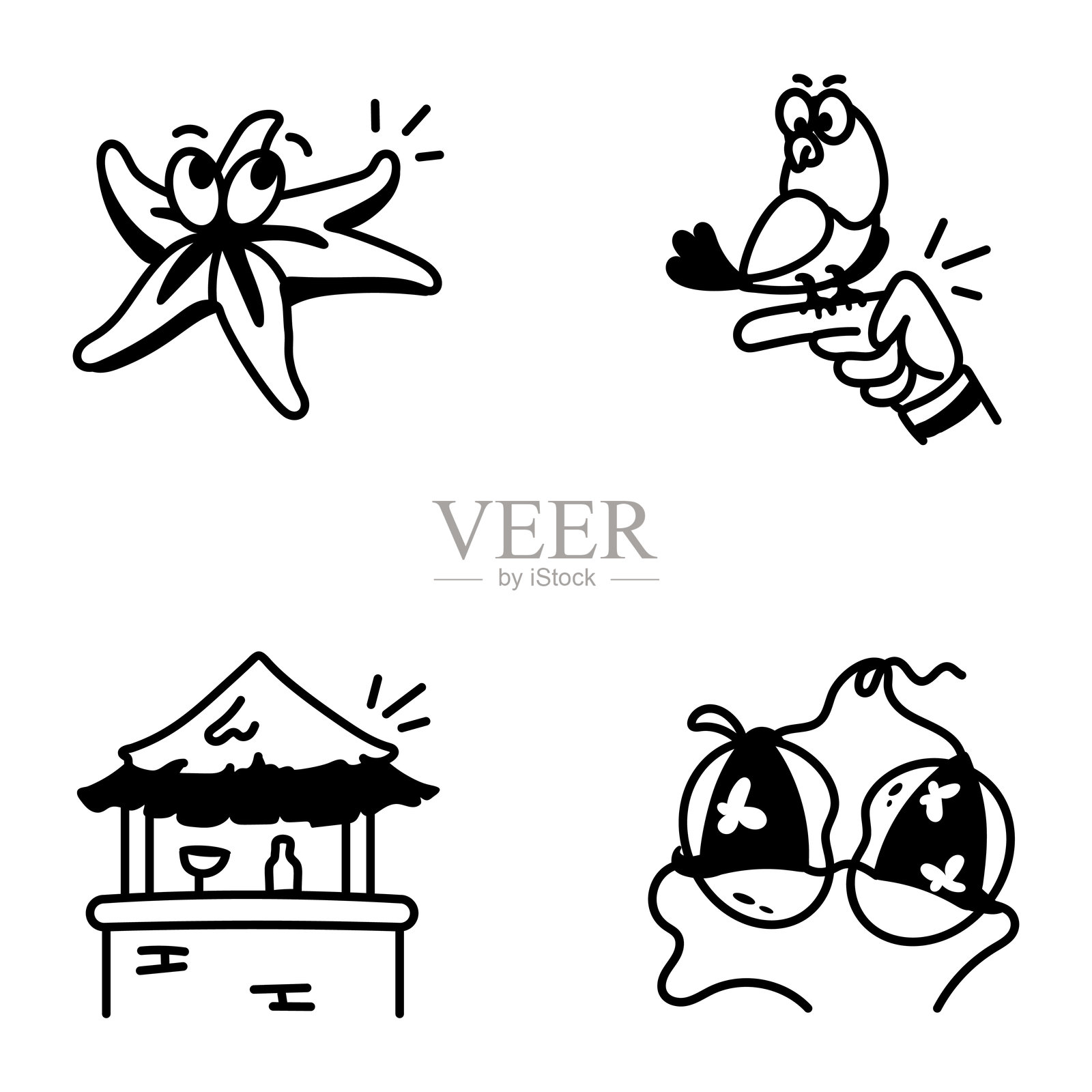 夏季假期涂鸦图标包插画图片素材