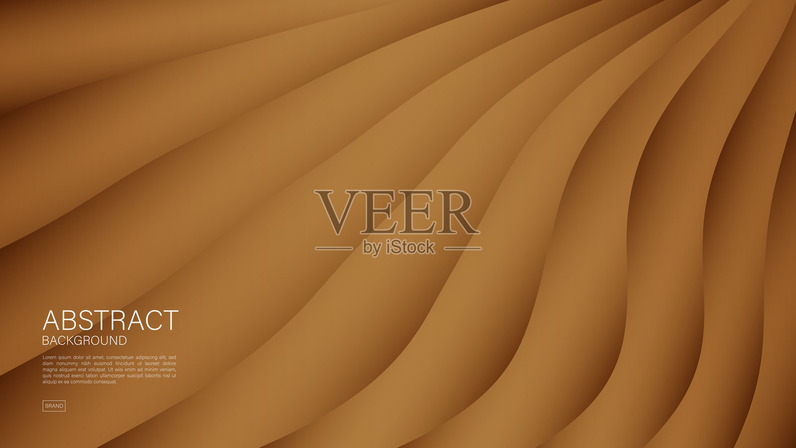 棕色抽象背景，波浪图形，几何矢量，简约纹理，网页背景，棕色封面设计，传单模板，横幅，墙面装饰，壁纸，棕色背景矢量插画图片素材