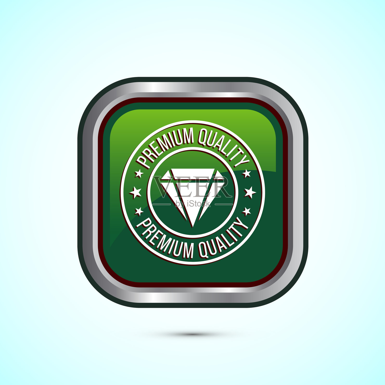 优质徽章图标设计插图。绿色方形按钮设计插画图片素材