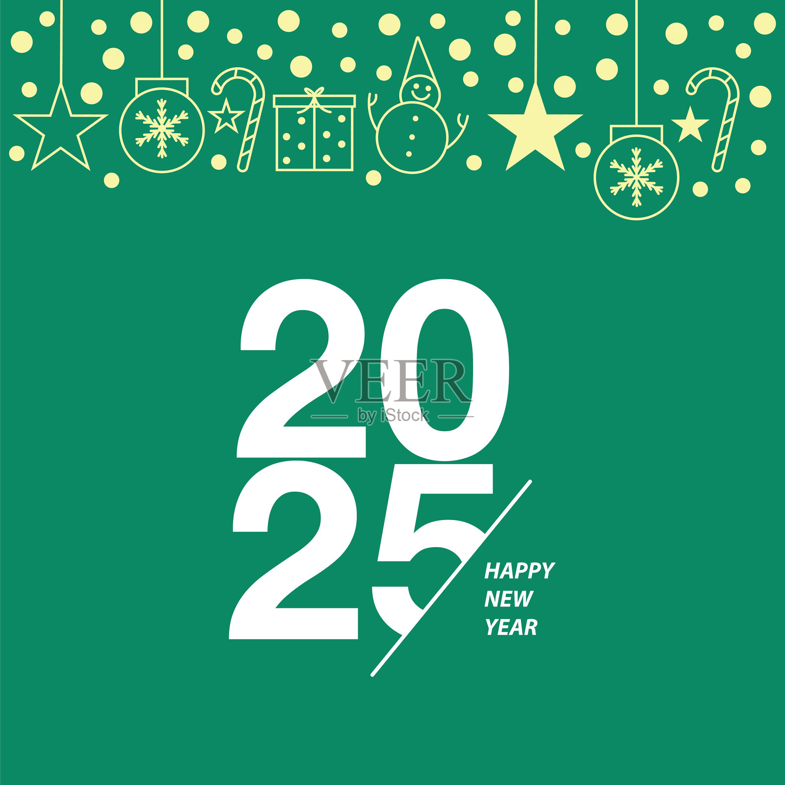 2025年新年快乐插图插画图片素材