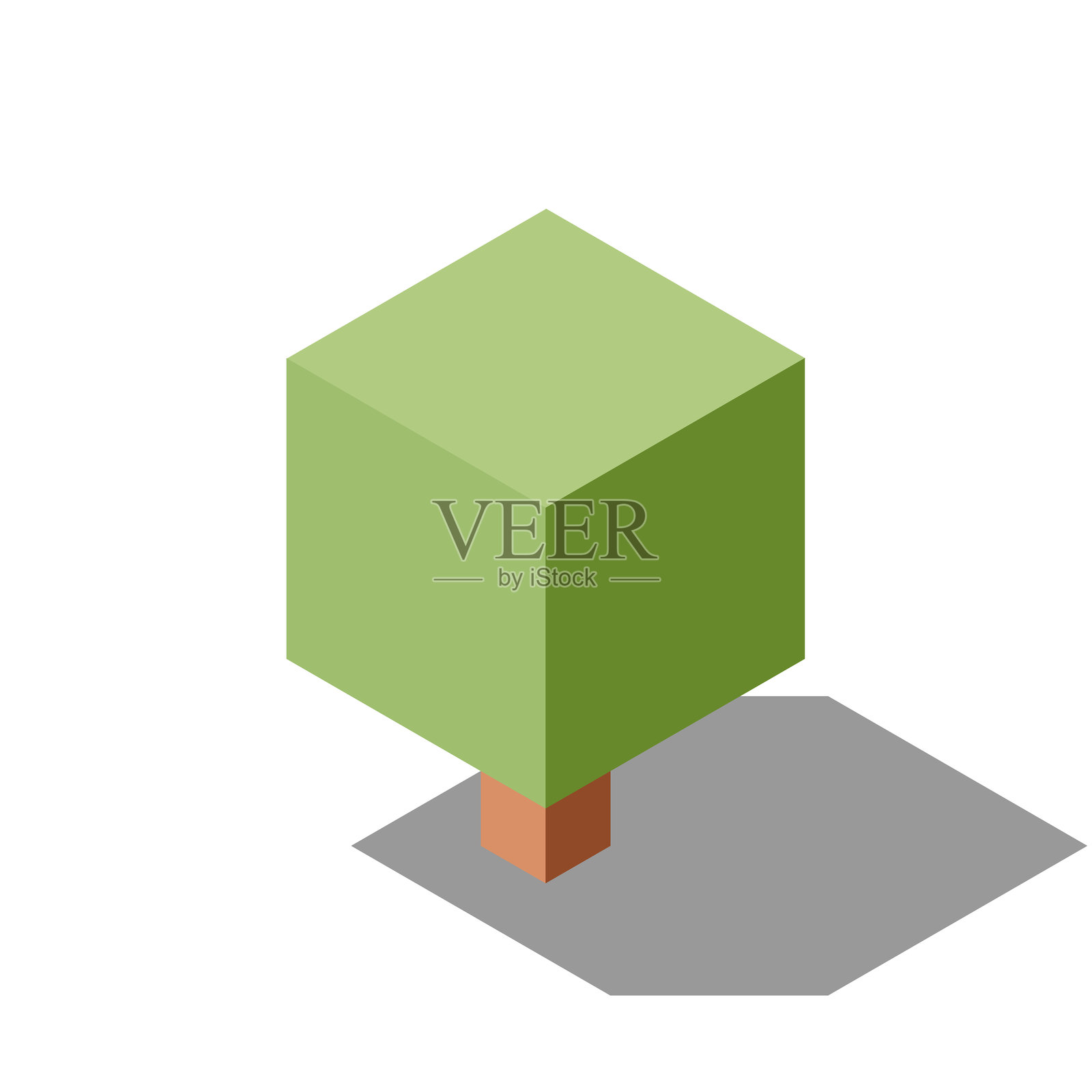 等距矢量树。树的等距元素。用于景观设计的等距树元素。公园元素。插画图片素材