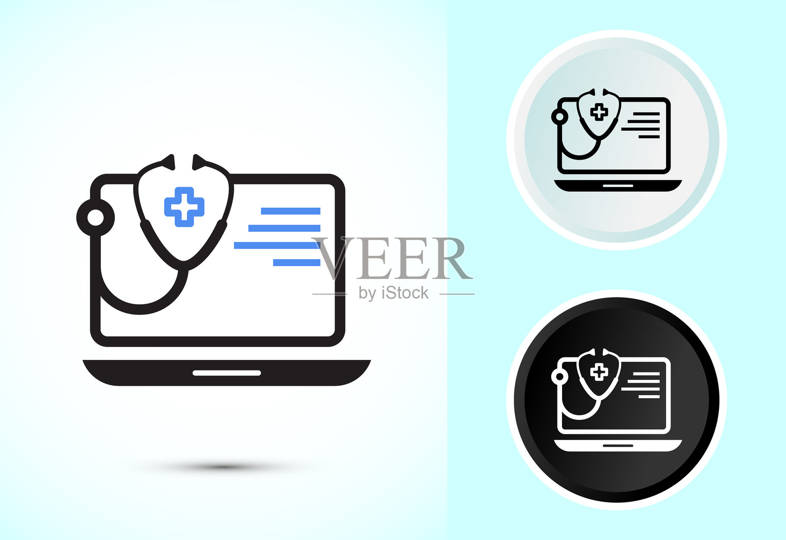 在线医疗图标设计，虚拟医疗服务标志插画图片素材