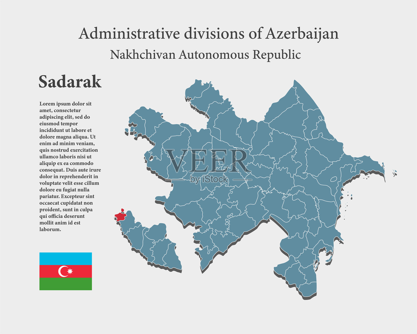 阿塞拜疆萨达拉克省的矢量地图插画图片素材