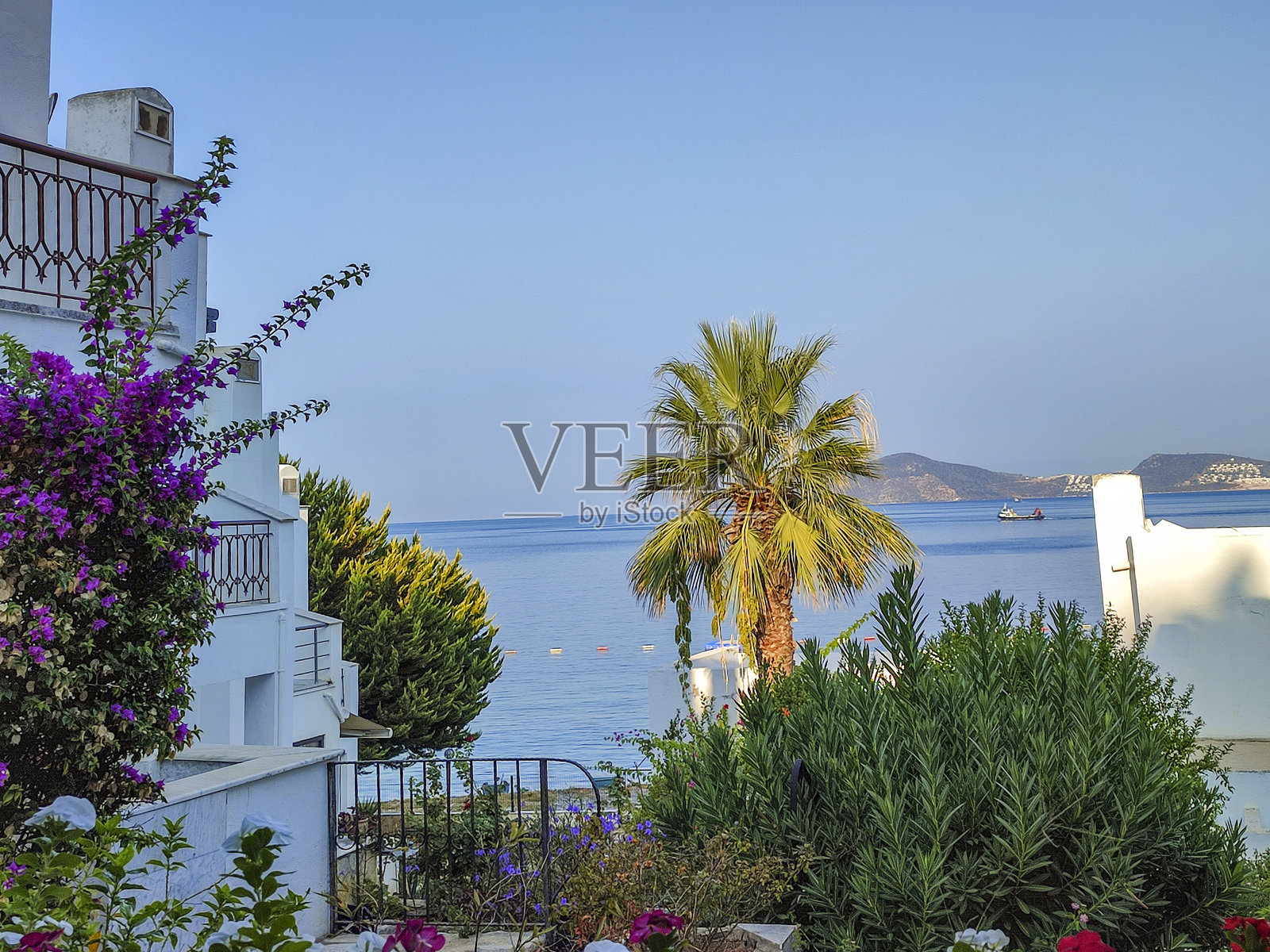 土耳其穆拉省博德鲁姆的古鲁克海岸传统夏季住宅照片摄影图片