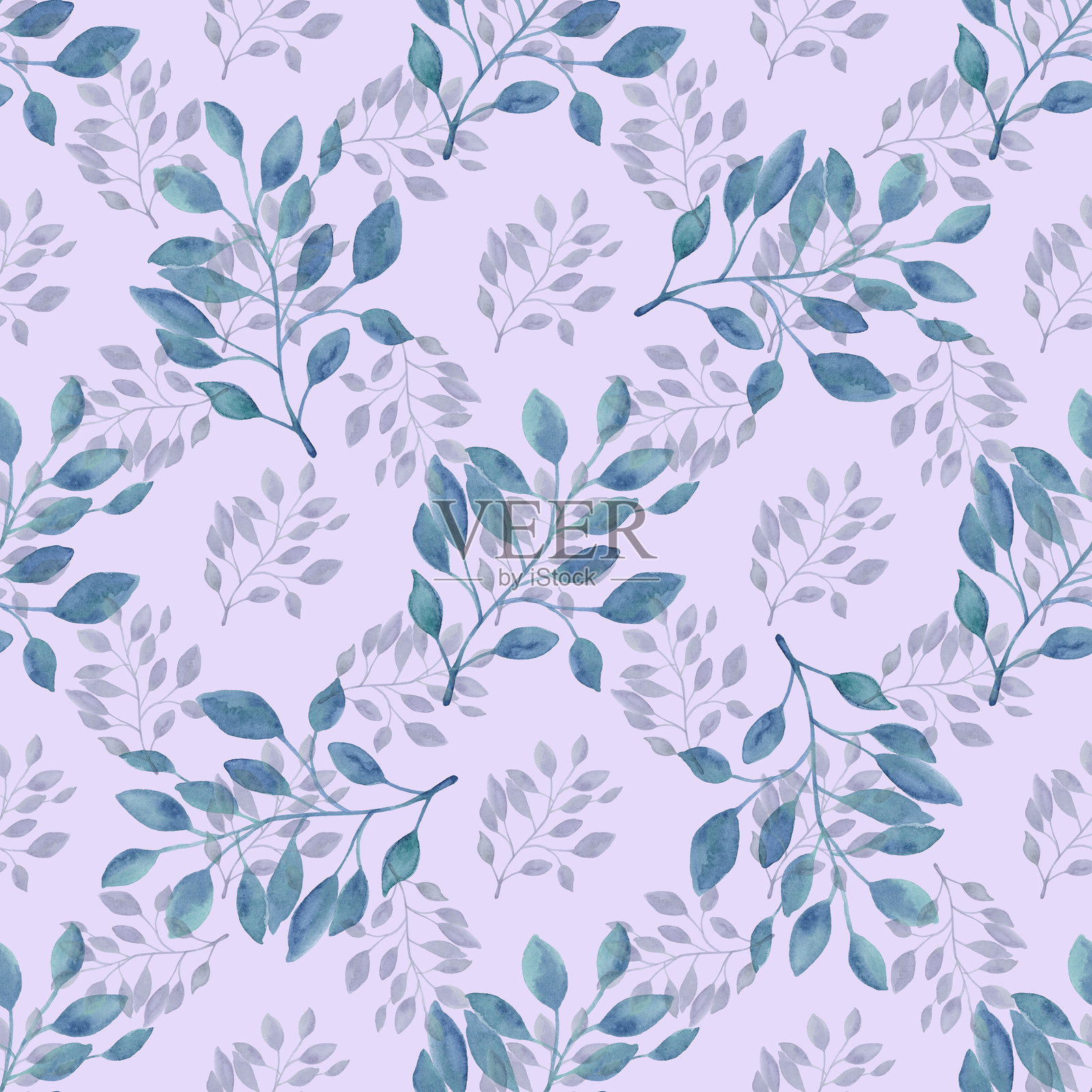 水彩无缝图案，包含草药和花卉。浪漫的花卉背景。面料设计。插画图片素材