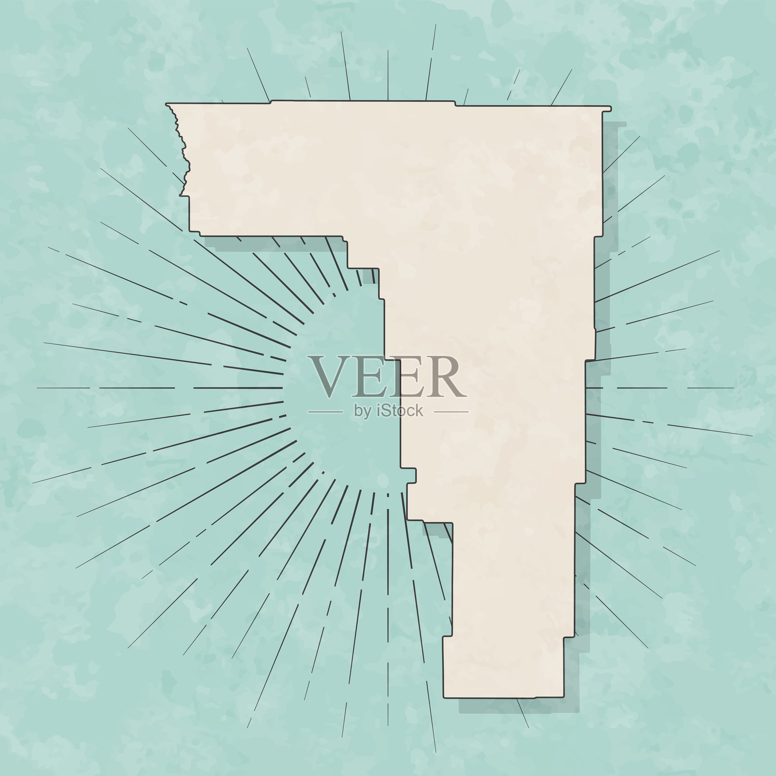 蒙大拿州玫瑰花县。复古风格地图 - 旧纹理纸张插画图片素材