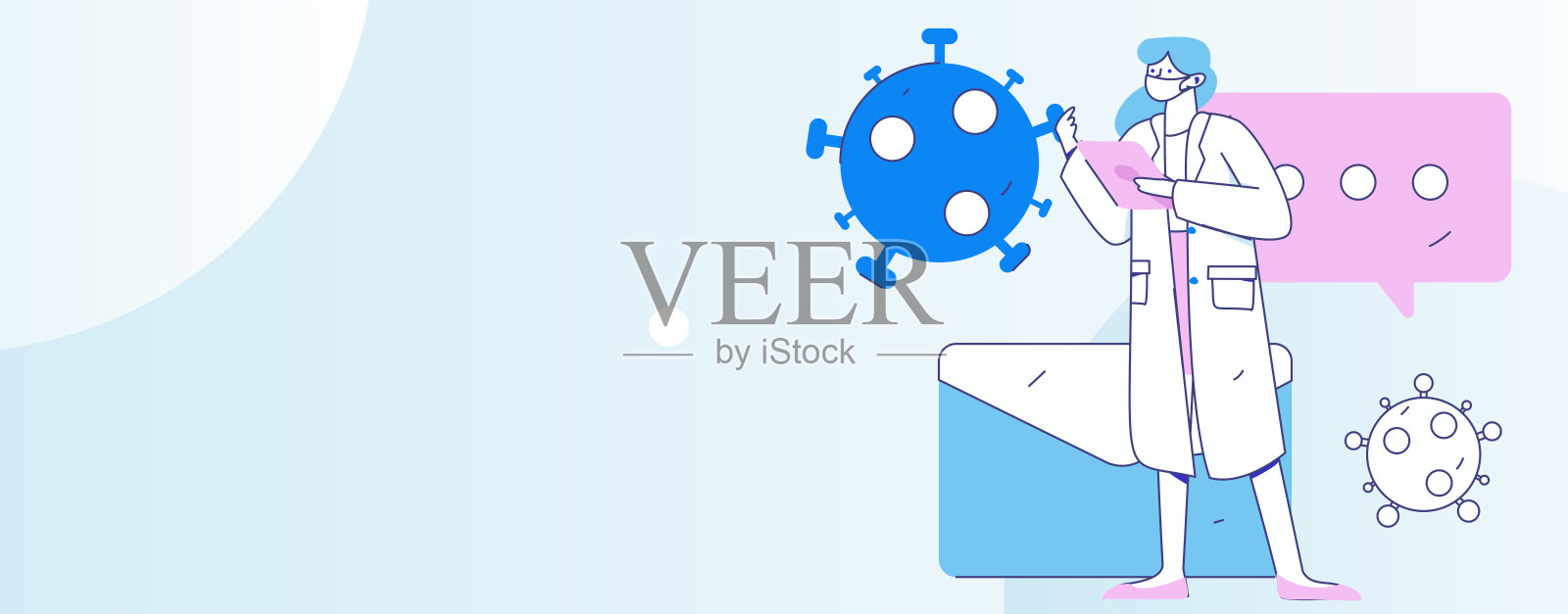 医务人员抗击疫情的扁平矢量概念手绘插图插画图片素材