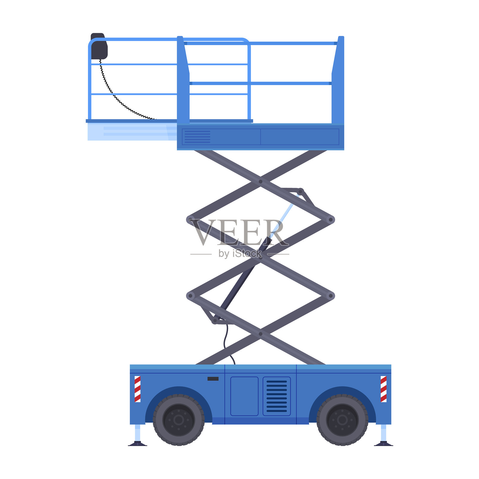 用于建筑施工中提升工人和货物的机械升降机，特别注重安全性和效率。插画图片素材