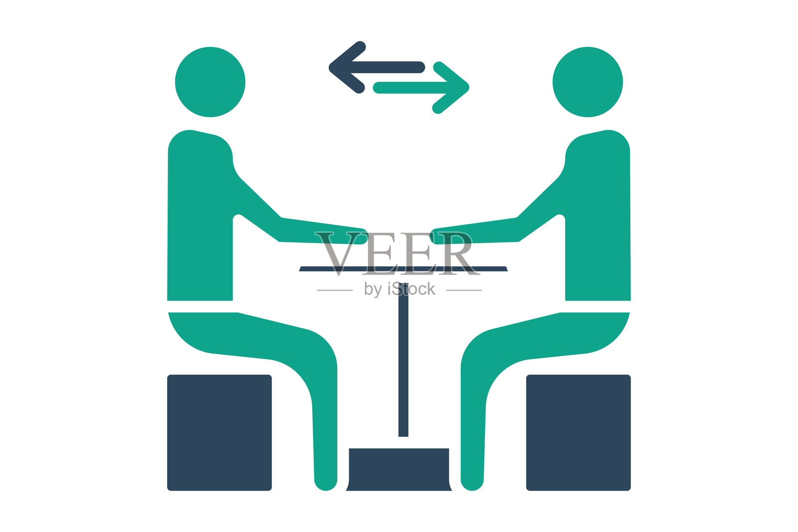 谈判图标。实心图标风格。人们围坐在桌子旁。与采购相关的图标。采购管理元素矢量插图。插画图片素材