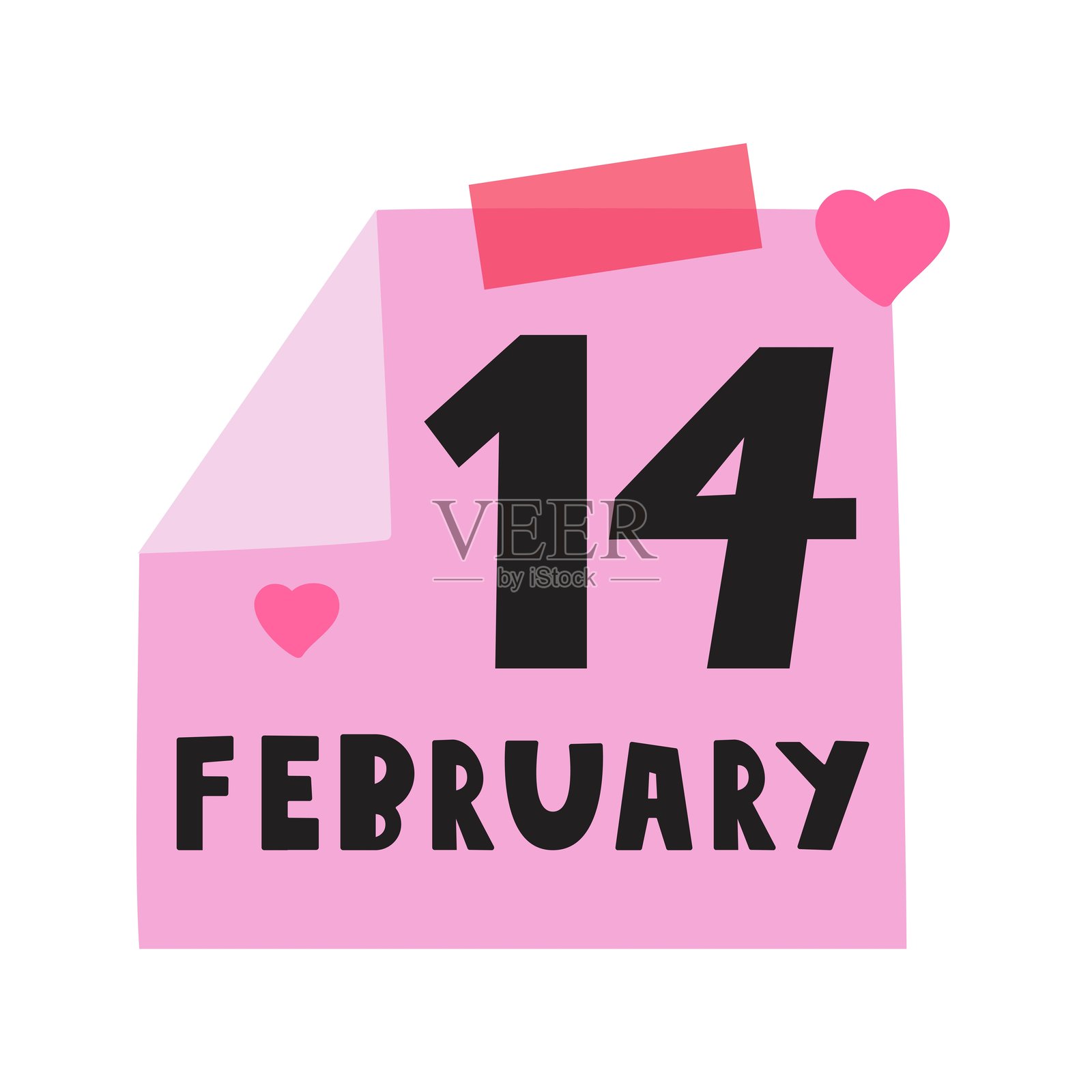 2月14日。纸条。矢量艺术。插画图片素材