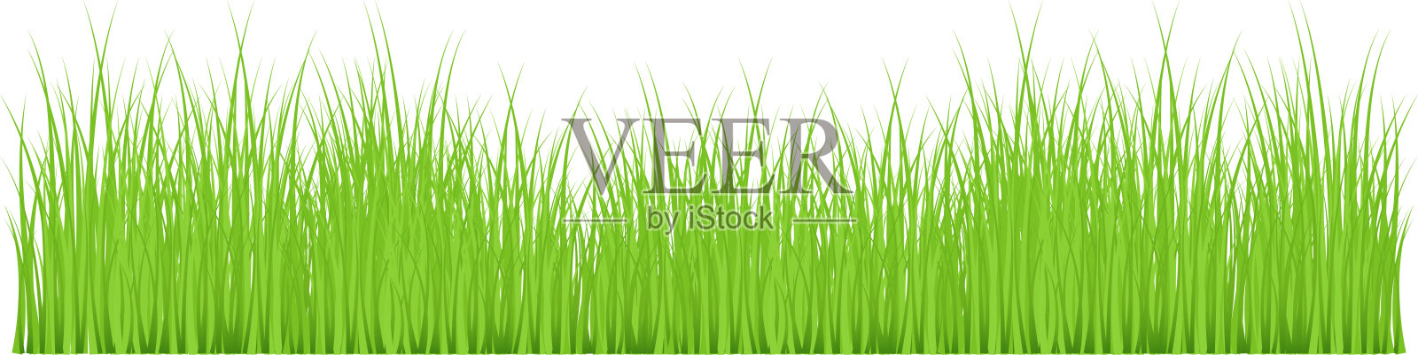 草的轮廓无缝图案。绿色草地边框矢量图案。春夏植物田野草坪。自然郁郁葱葱的风景背景，黑色轮廓在白色背景上独立。绿色草地边框矢量图案。插画图片素材