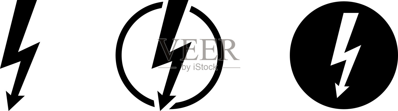 电力矢量图标，闪电符号。闪电标志。能源和雷电电力符号。动力或快速速度图标，标志，用户界面，应用程序，网站元素。插画图片素材
