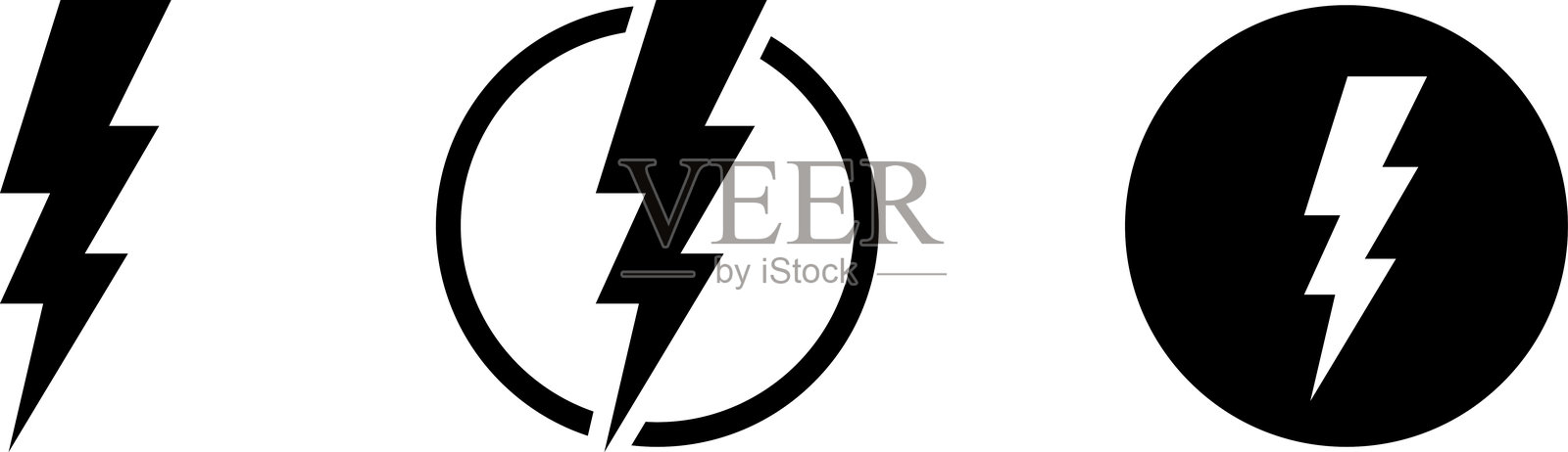 电力矢量图标，闪电符号。闪电标志。能源和雷电电力符号。动力或快速速度图标，标志，用户界面，应用程序，网站元素。插画图片素材