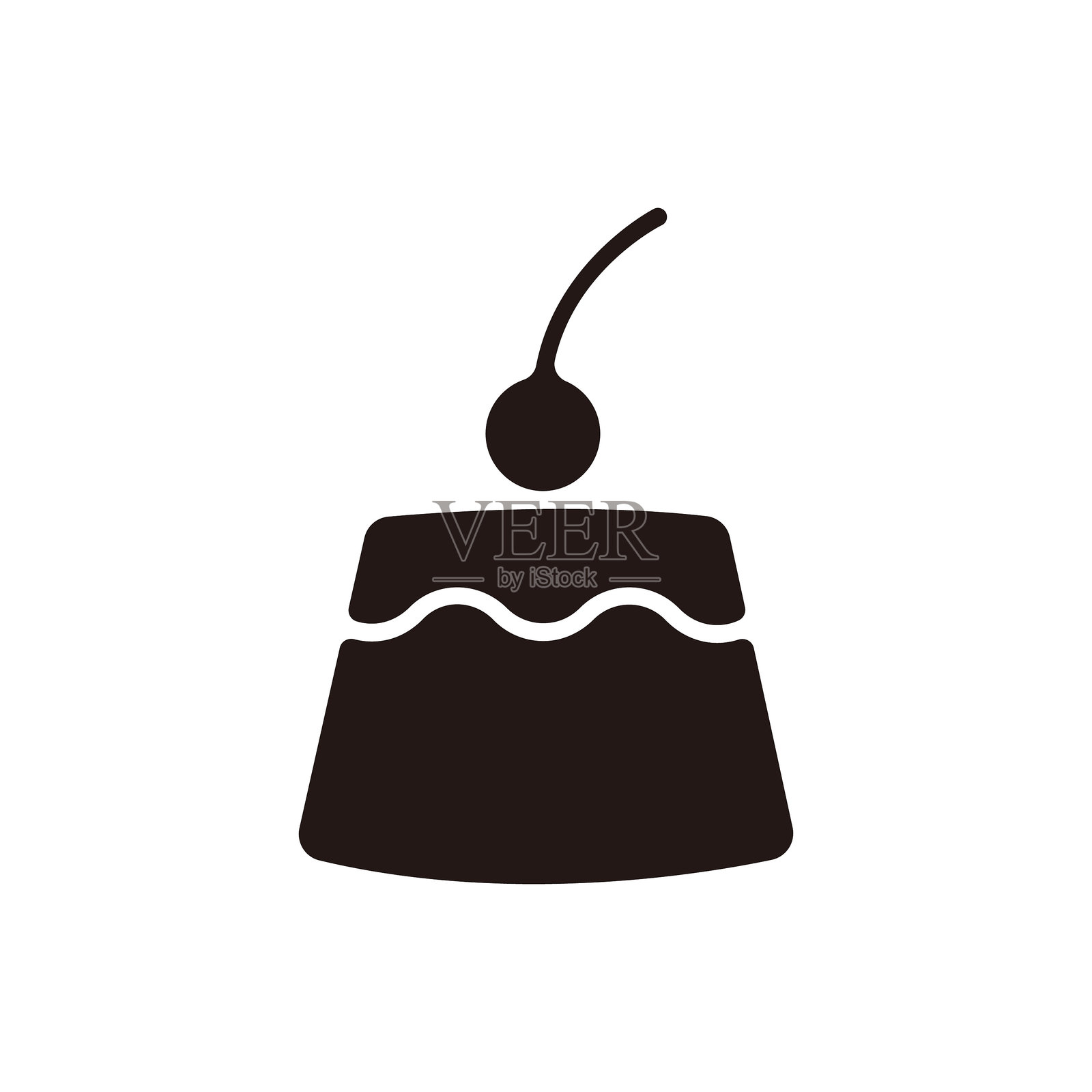 焦糖甜点图标。扁平轮廓版本。插画图片素材