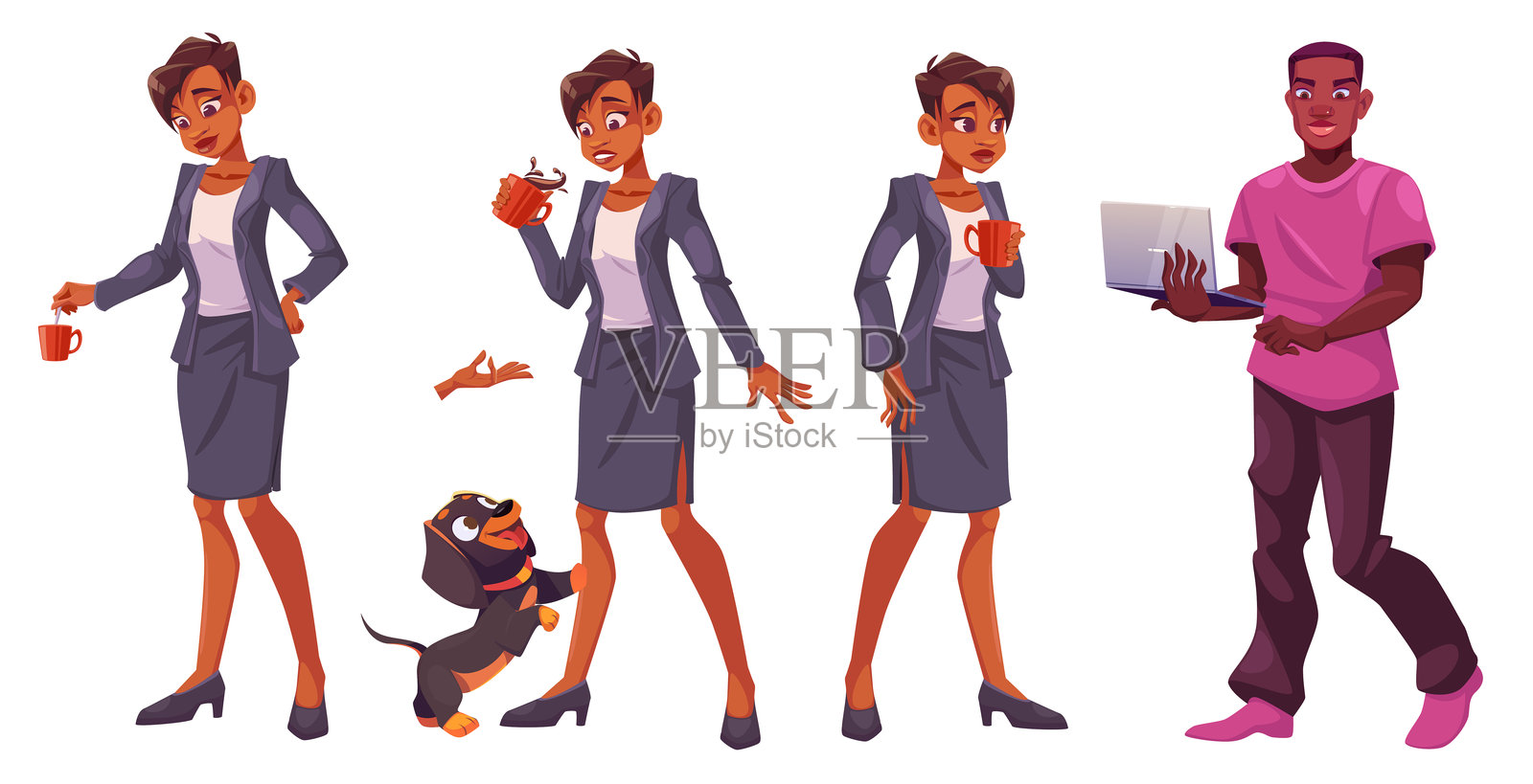 卡通矢量商务女性和男性插画图片素材