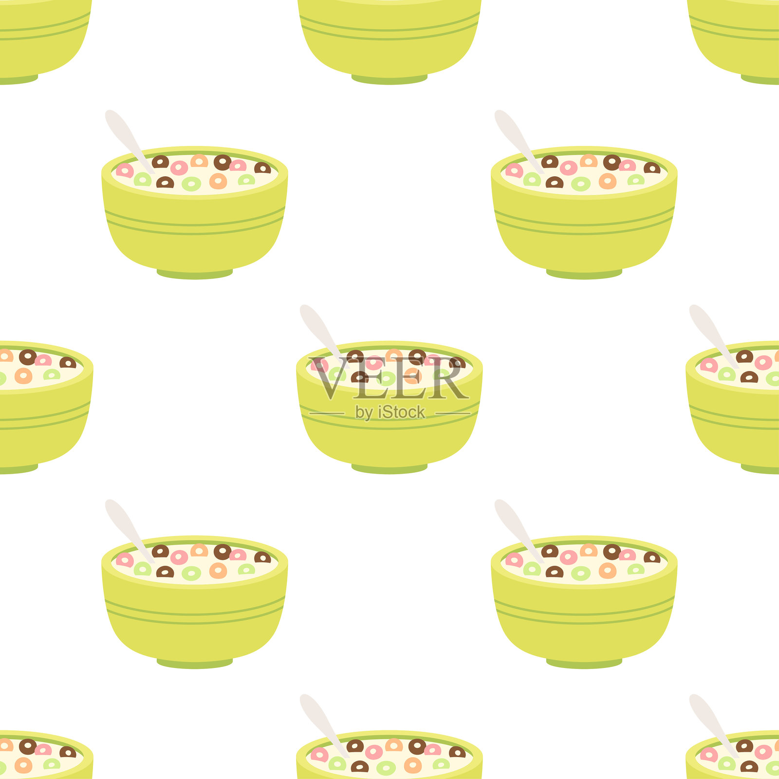 早餐谷物无缝图案插画图片素材