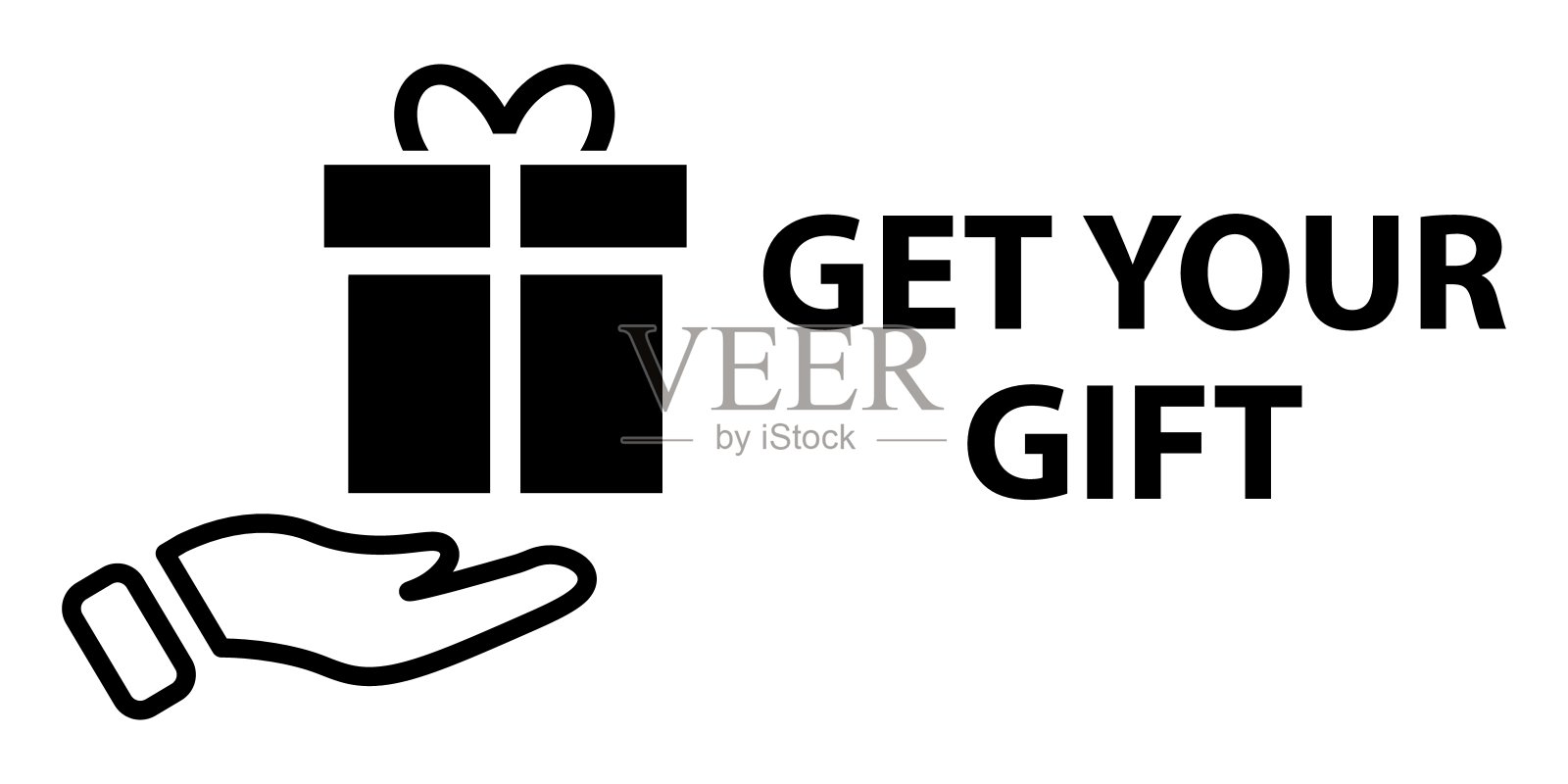 礼物徽章图标集。获取您的礼物。免费礼物符号。矢量图。插画图片素材