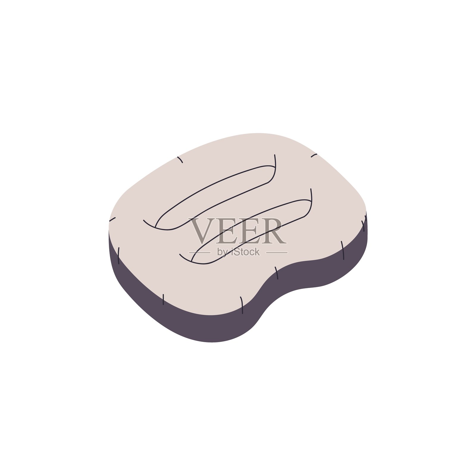 充气登山枕头图标。舒适的徒步旅行垫，适合露营时休息。旅行中的睡眠工具。放松、打盹的旅行用品。白色背景上的平面孤立矢量插图。插画图片素材