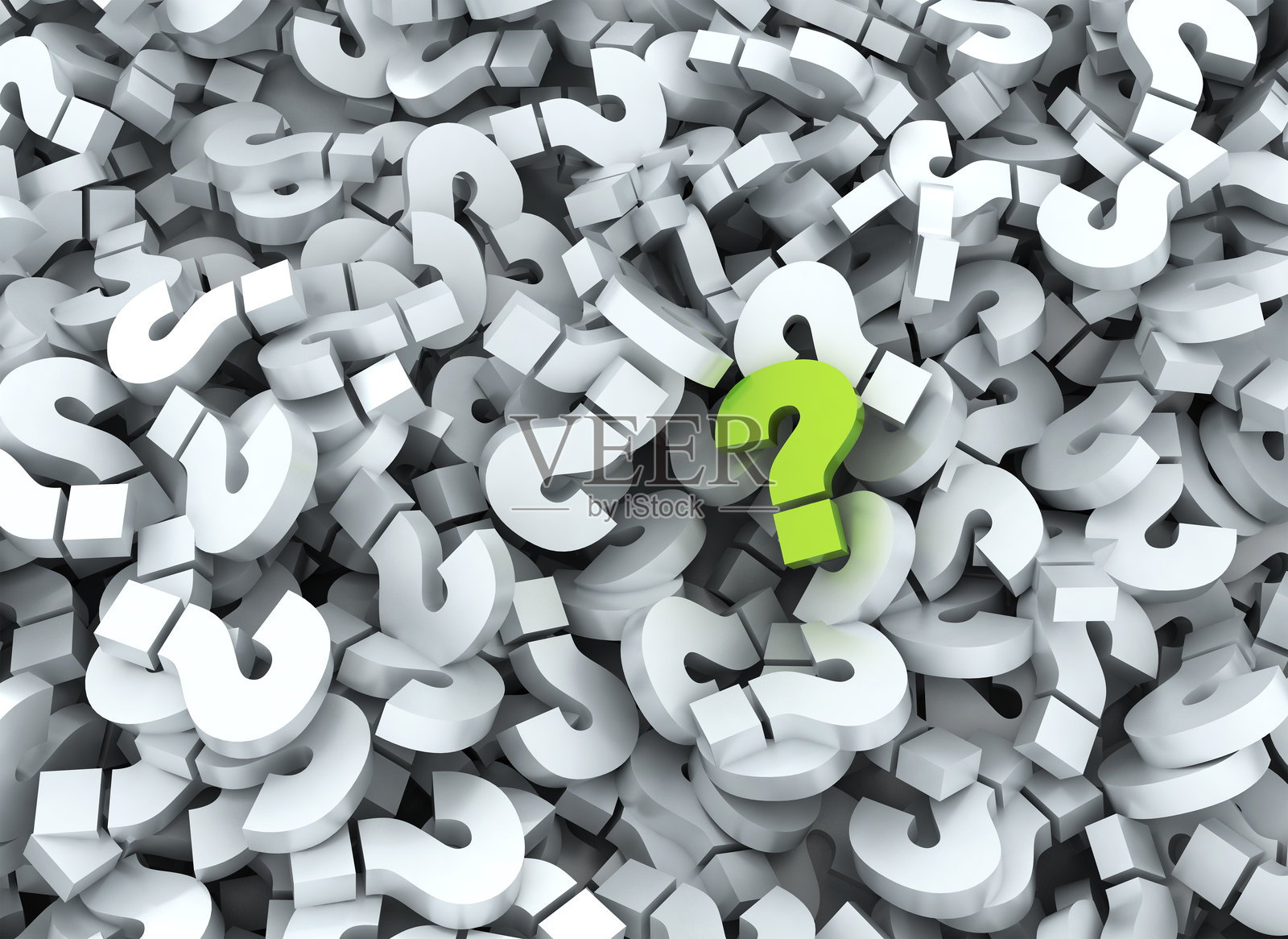 绿色问号在白色标志的背景中格外显眼照片摄影图片