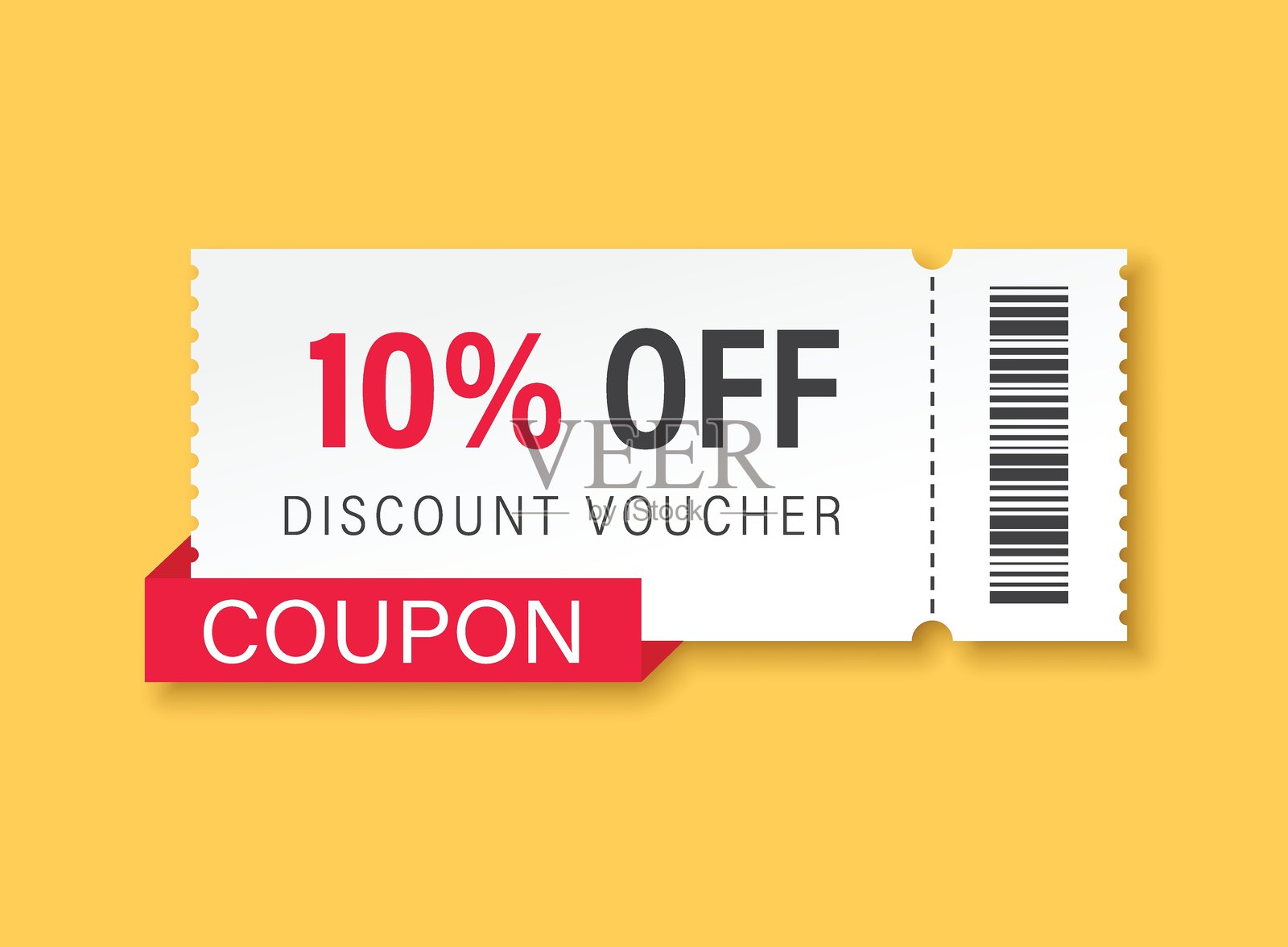 平面风格的礼品券图标。10%折扣的矢量插图，背景为孤立。促销优惠券标志商业概念。插画图片素材