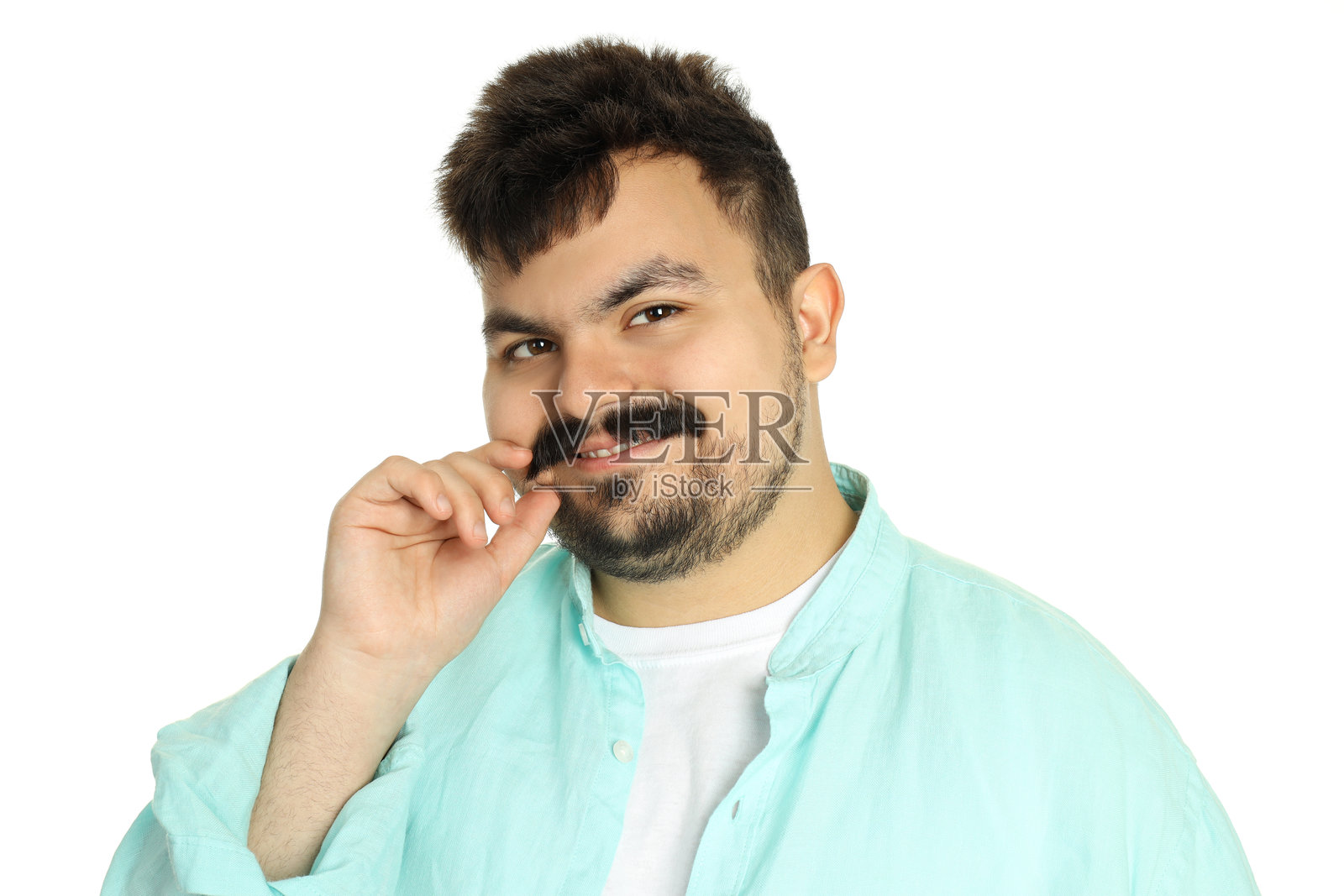 年轻胖男人的概念，孤立在白色背景上照片摄影图片